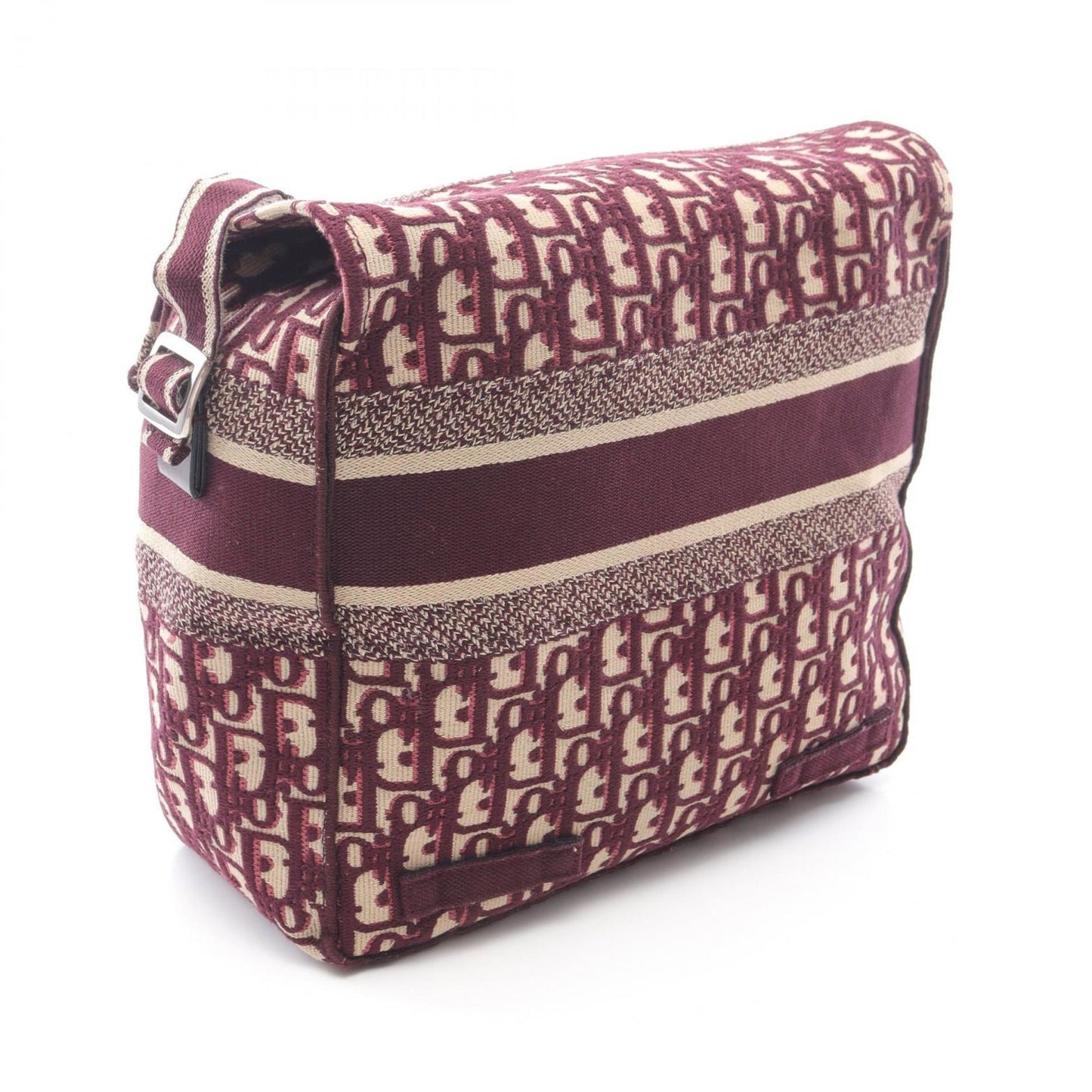 Christian Dior Beige Bordeaux Canvas Leather Shoulder Bag ()