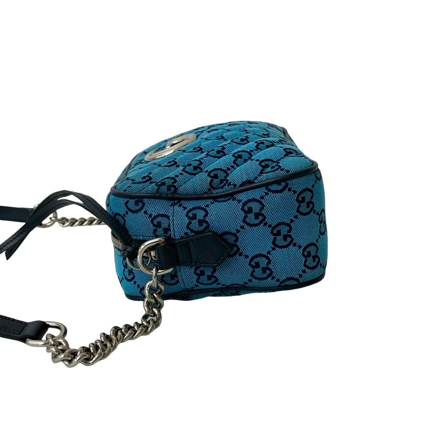Gucci Blue Navy Canvas Leather Pochette Shoulder Bag ( )