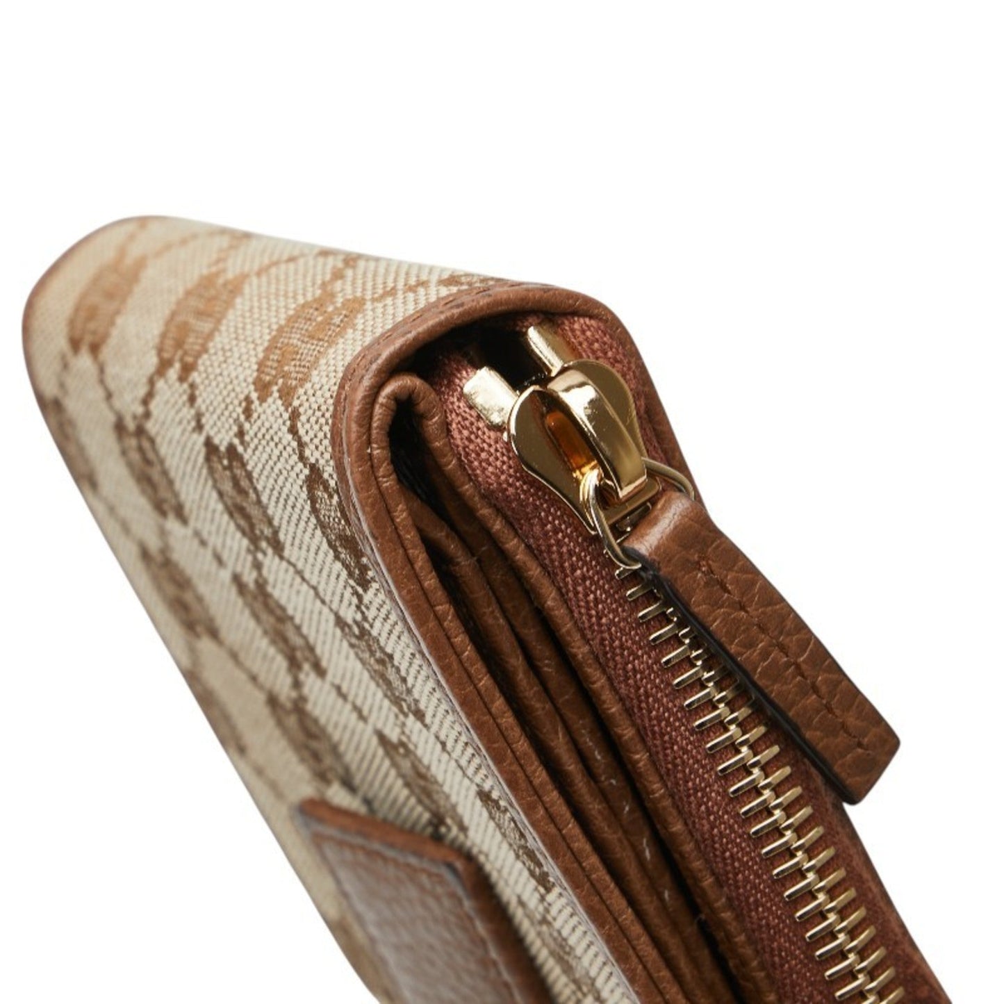 Gucci Beige Brown Canvas Leather Wallet (Bi-Fold) ( )