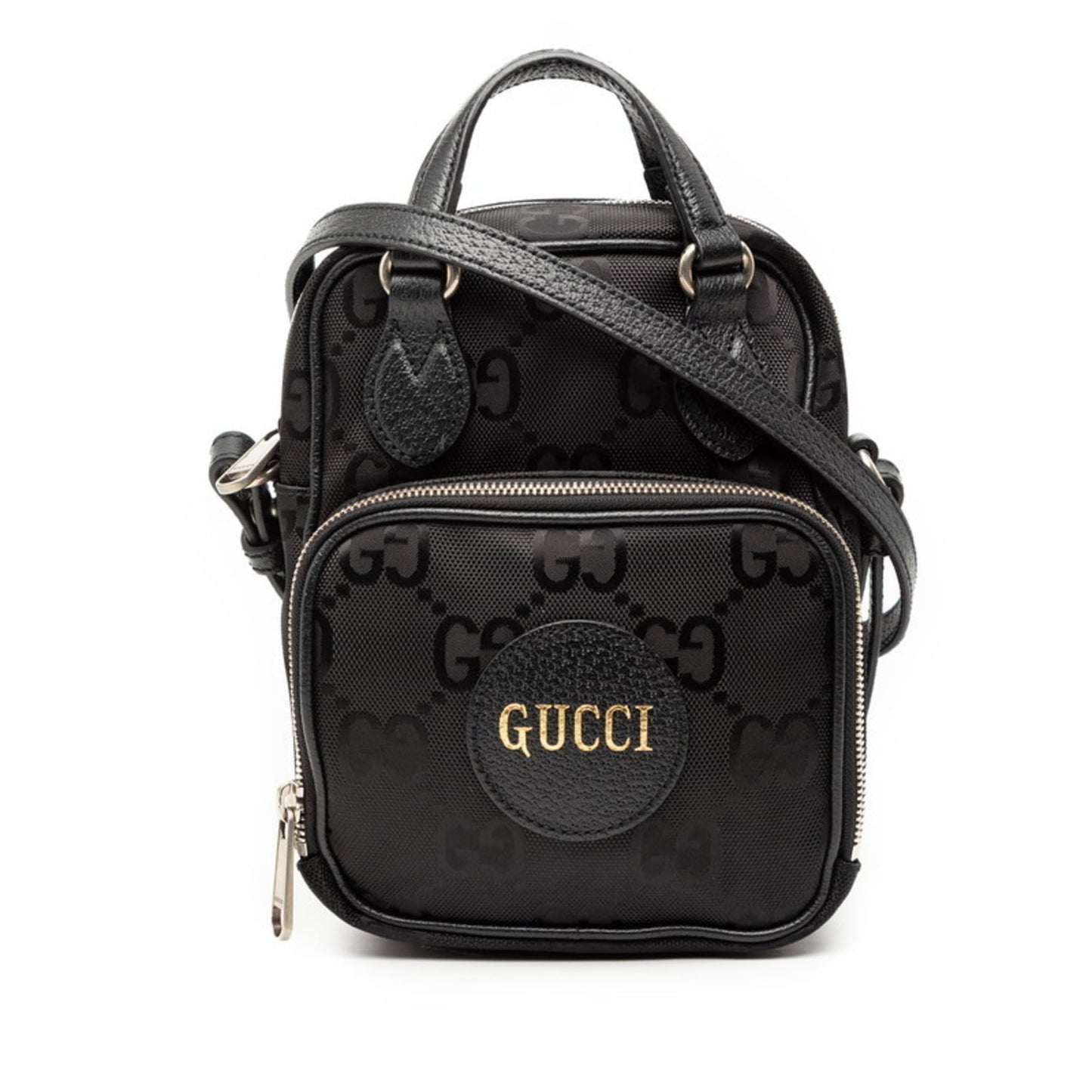 Gucci Black Nylon Leather Handbag Shoulder Bag ( )