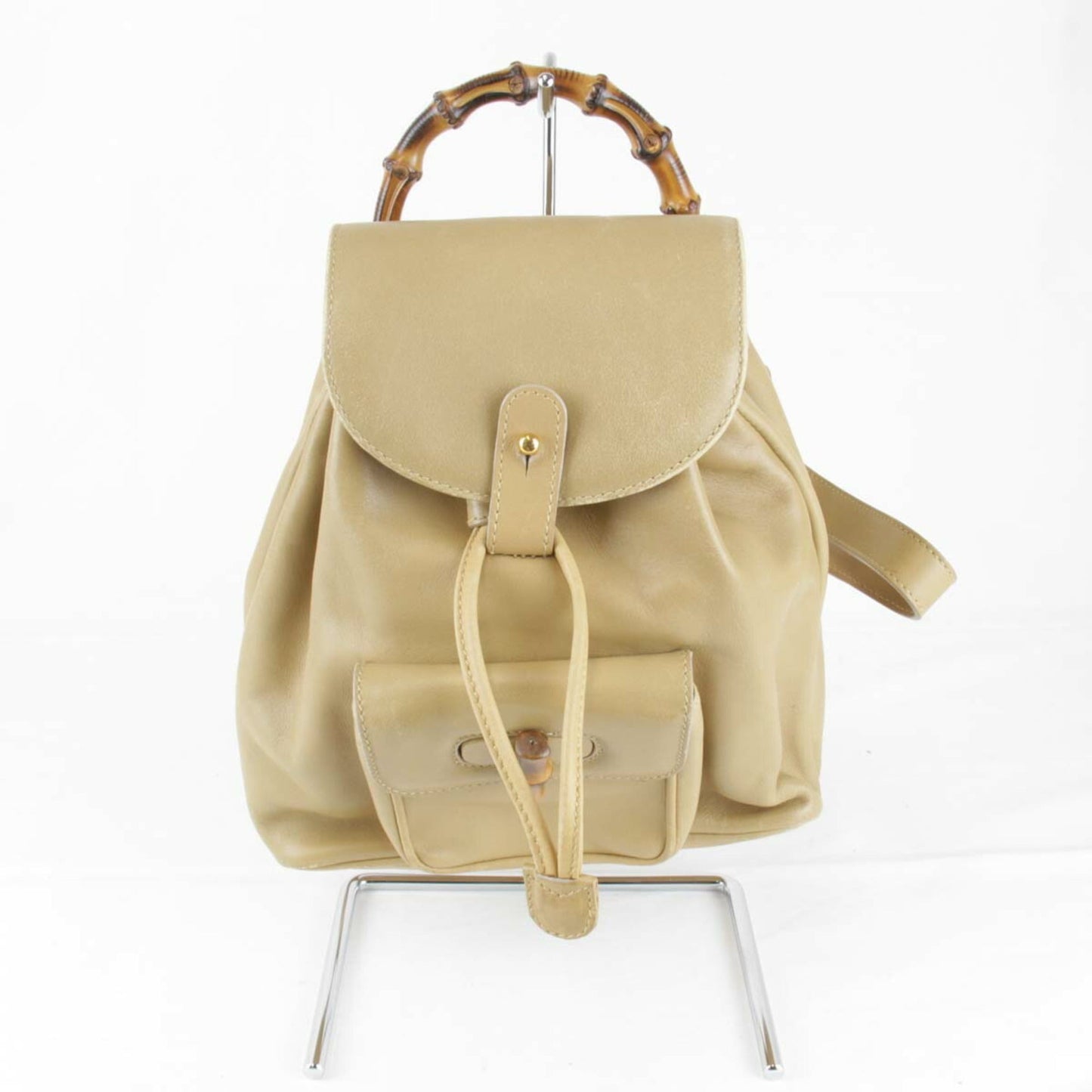 Gucci Bamboo Beige Leather Backpack ( )