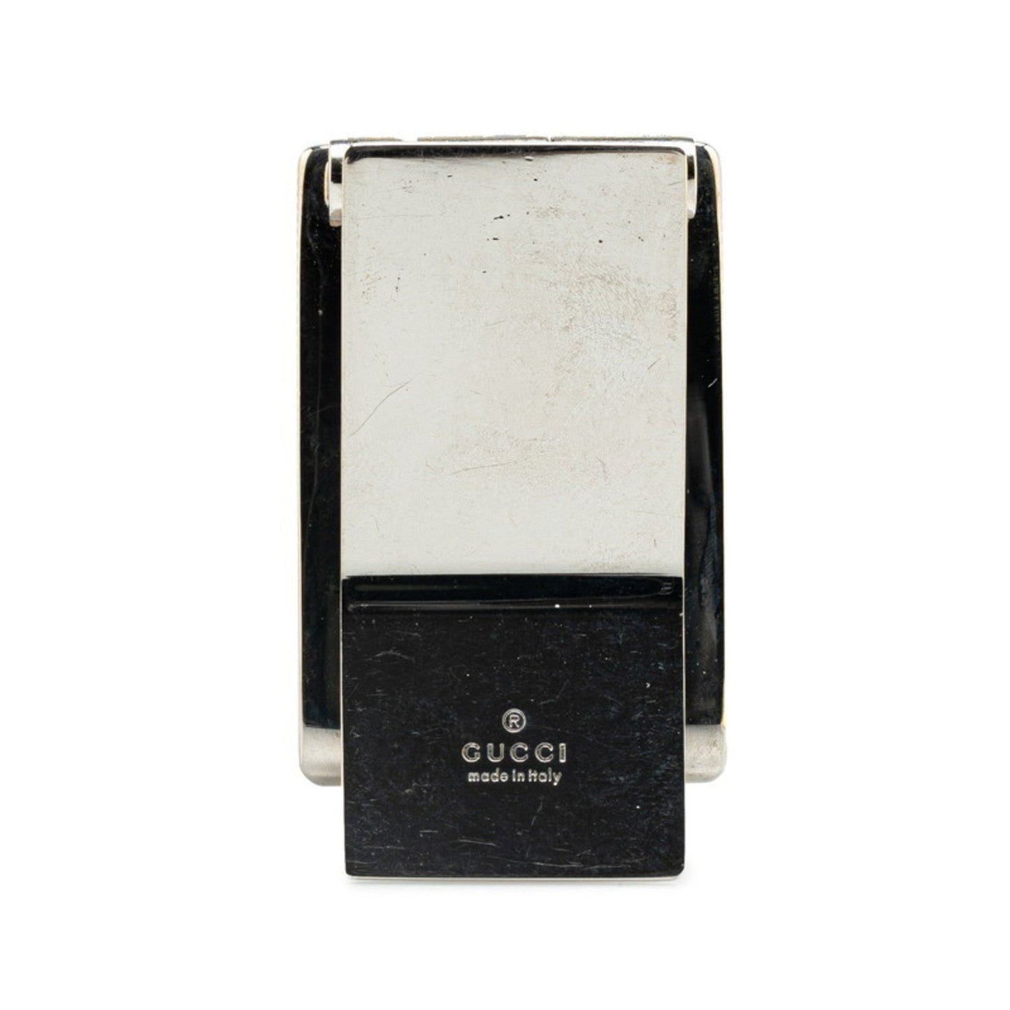 Gucci Black Silver Metal Leather Money Clip