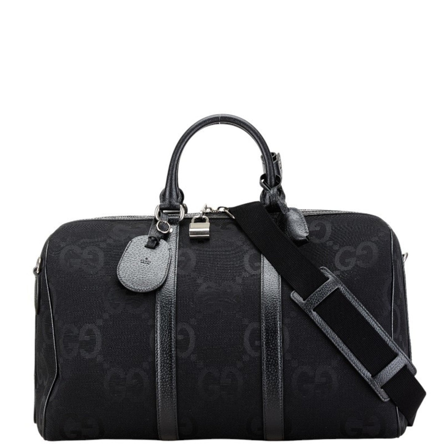Gucci Black Canvas Leather Boston Bag Eco-Bag Pouch Shoulder Bag