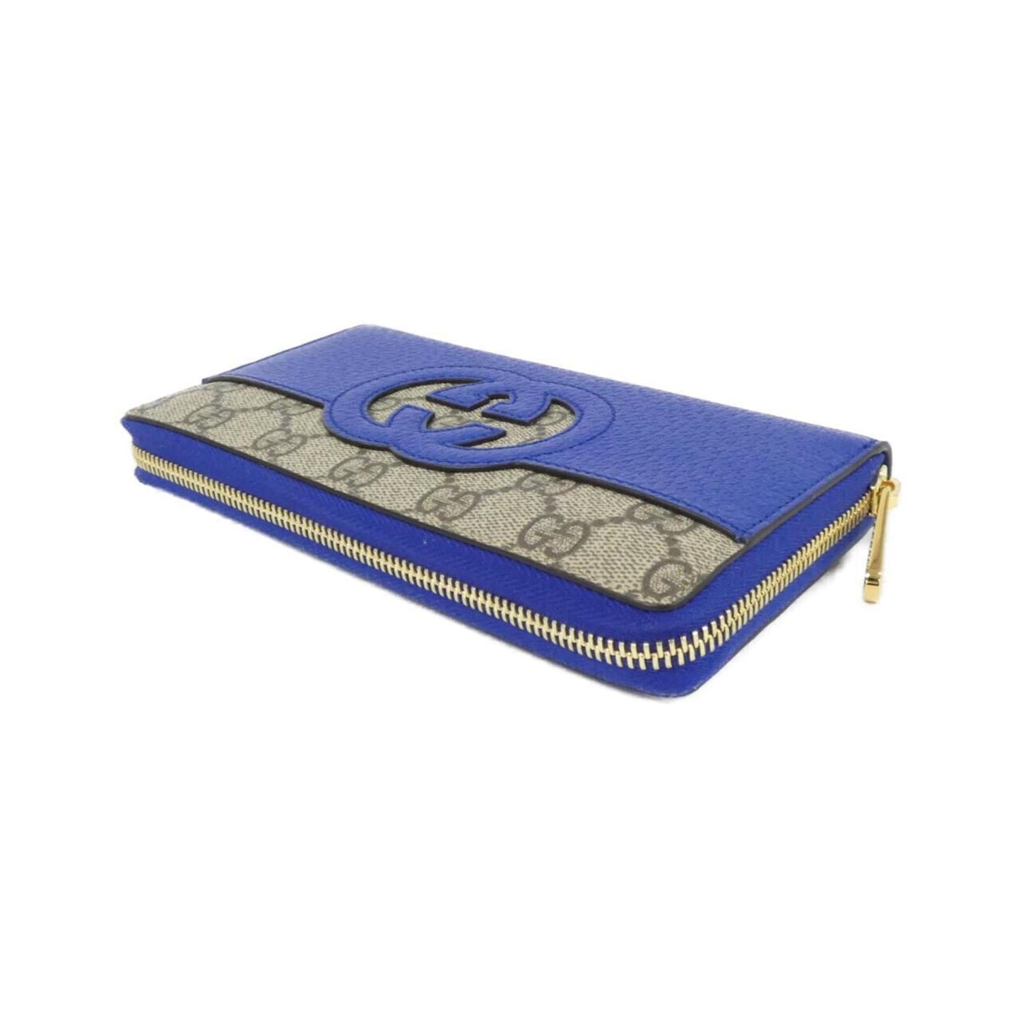 Gucci Beige Blue Gg Supreme Leather Long Wallet (Bi-Fold) ( )