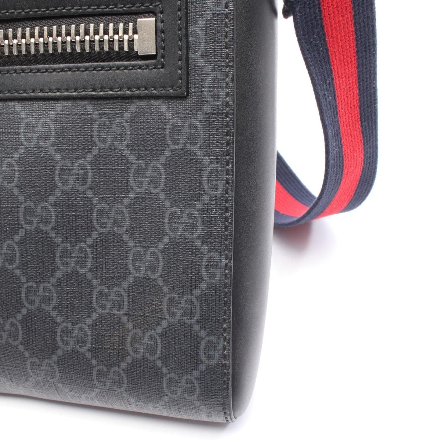 Gucci Black Gray Gg Supreme Leather Messenger Bag Shoulder Bag ( )