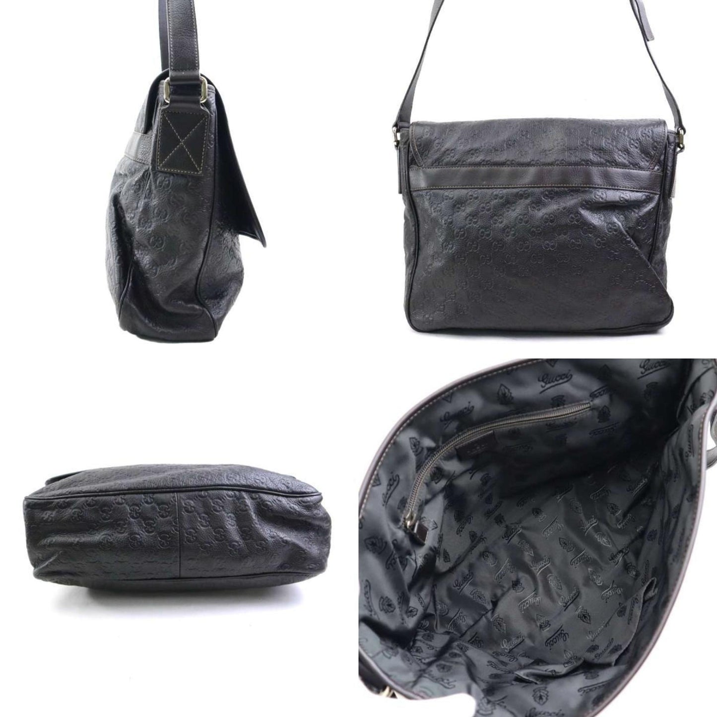 Gucci Dark Brown Leather Shoulder Bag ( )
