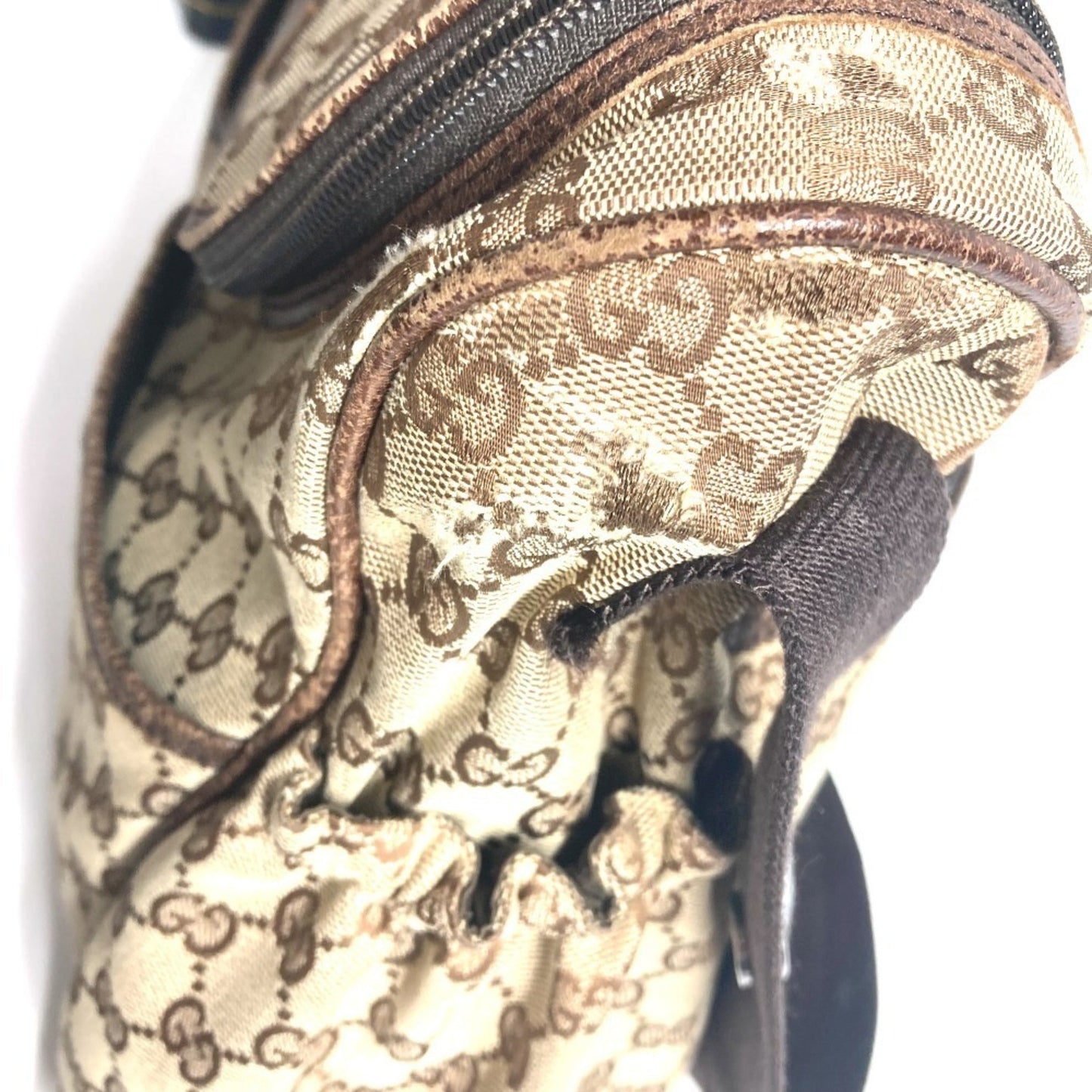 Gucci Gg Canvas Beige Dark Brown Gg Canvas Leather Shoulder Bag ( )