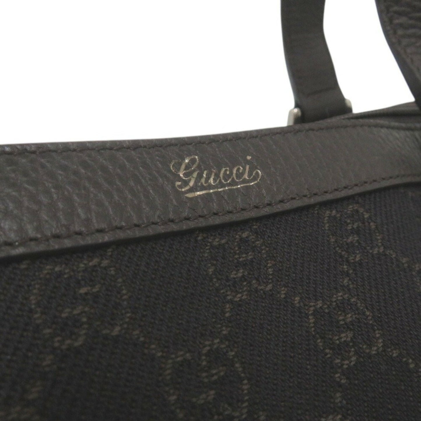 Gucci Dark Brown Canvas Leather Tote Bag ( )