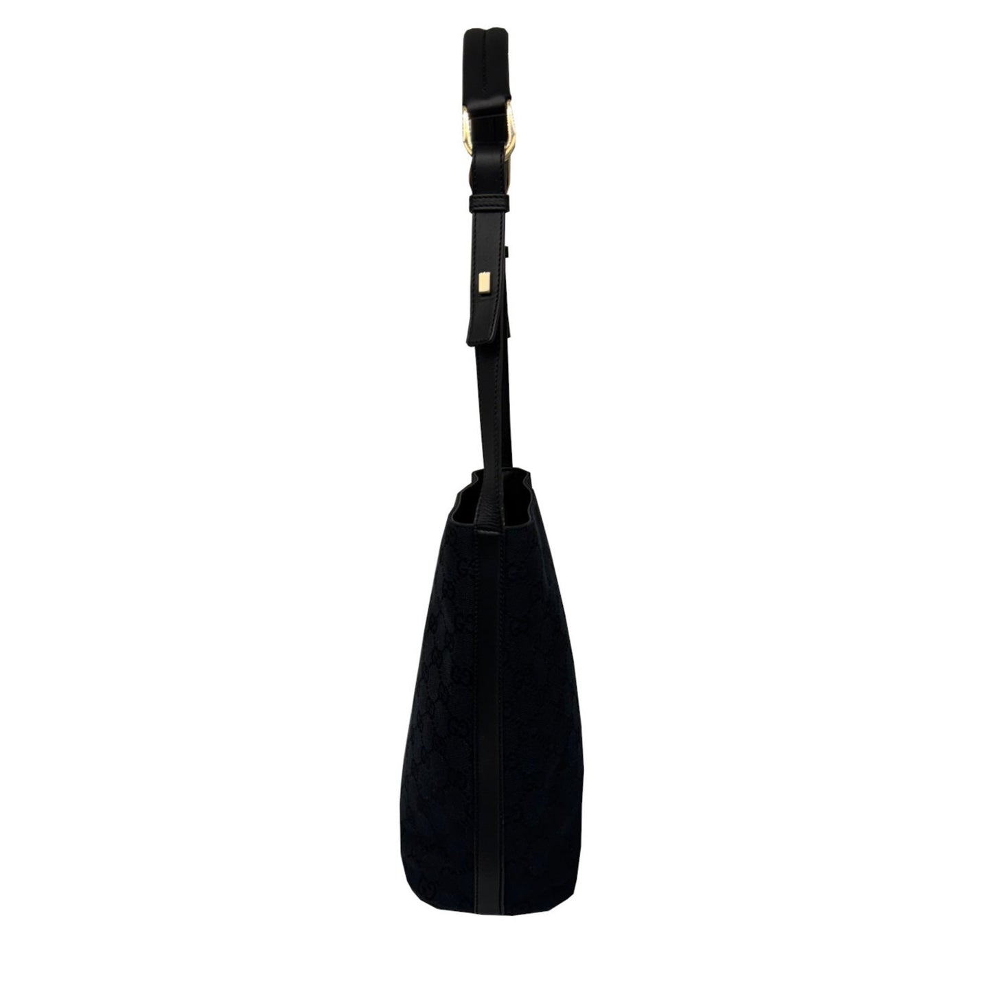 Gucci Black Gg Canvas Leather Shoulder Bag ( )