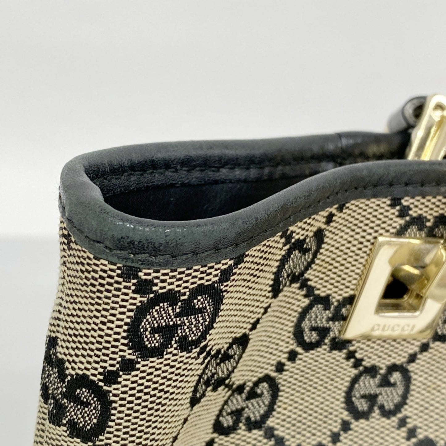 Gucci Black Brown Canvas Tote Bag ( )