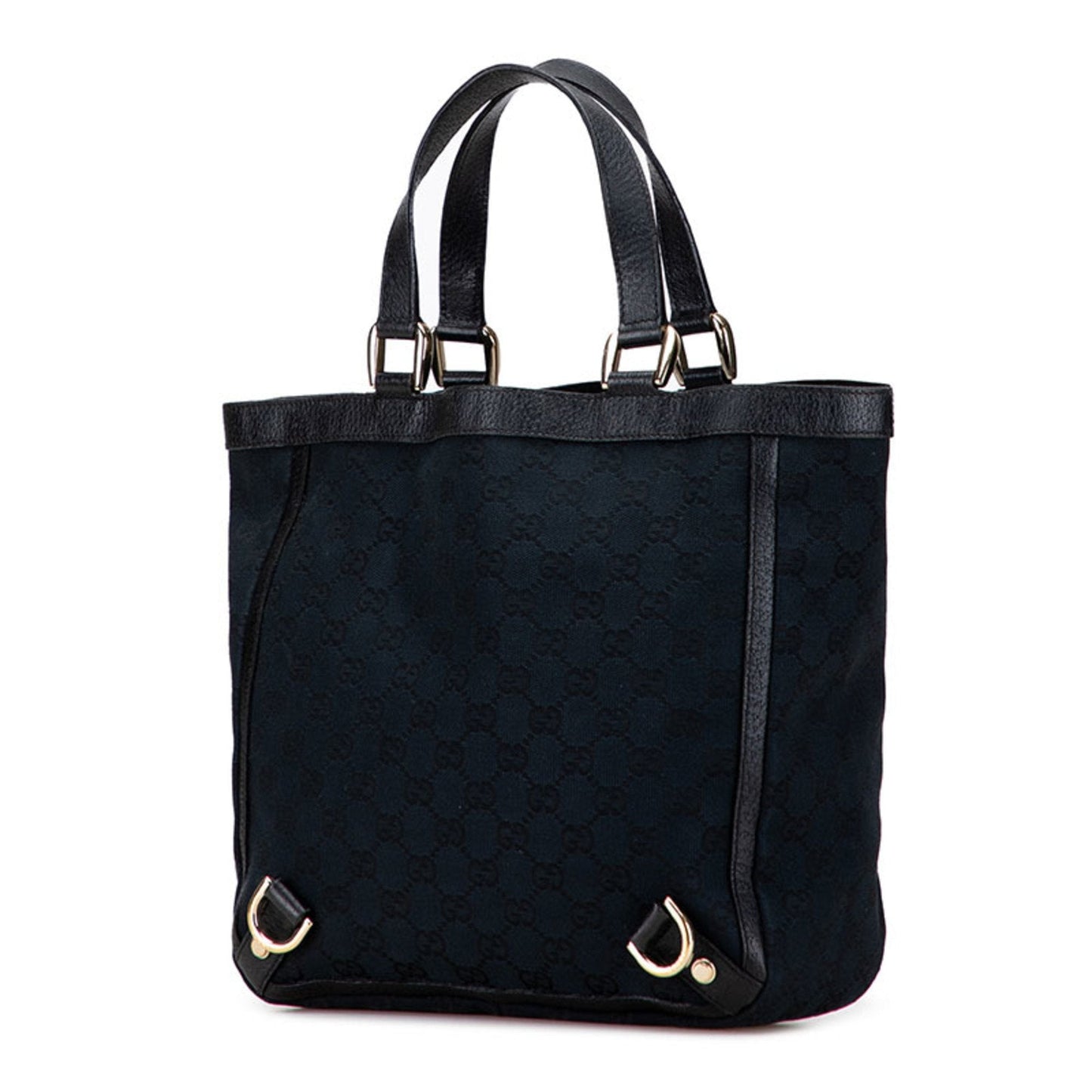 Gucci Gg Canvas Black Canvas Leather Handbag Tote Bag ( )