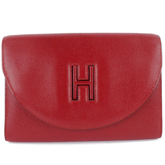 Hermes Red Color Rouge Vif Epsom Leather Clutch Bag ( )