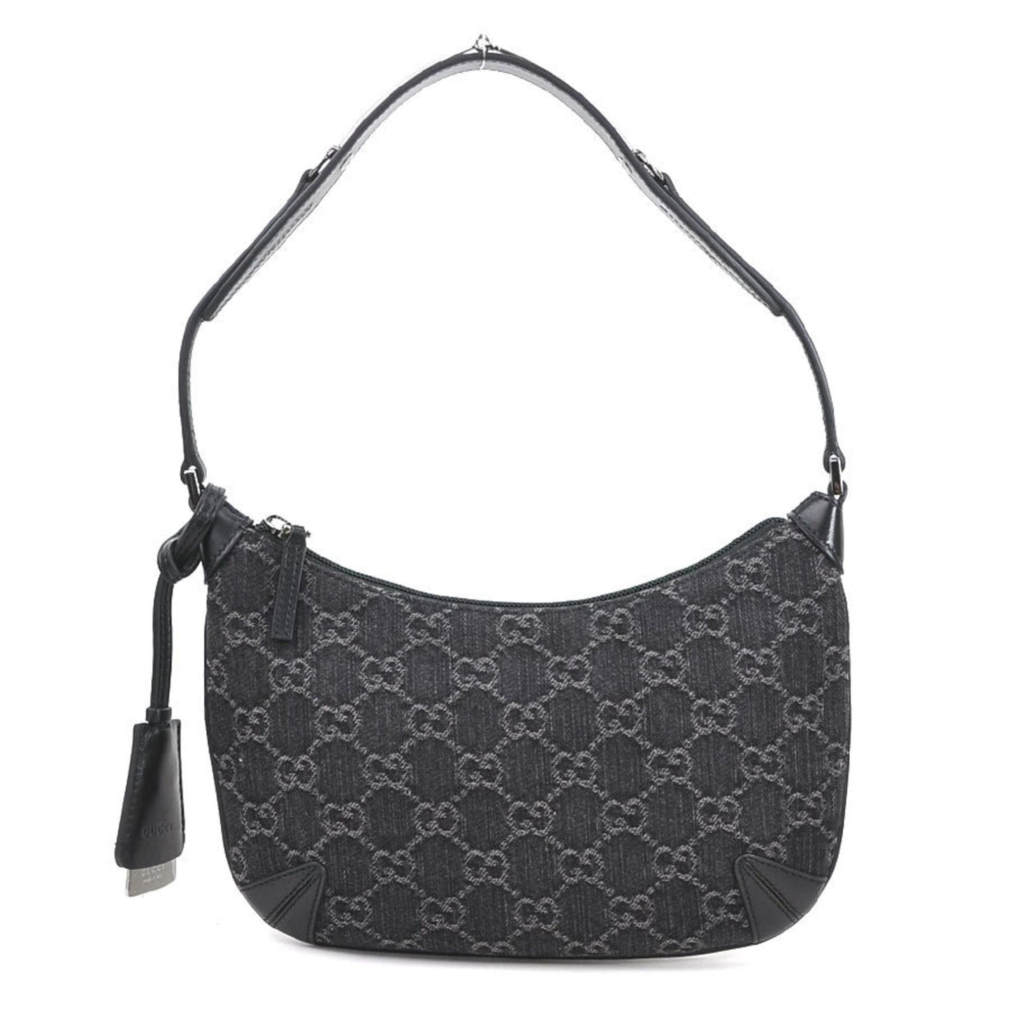 Gucci Black Denim Leather Shoulder Bag ( )