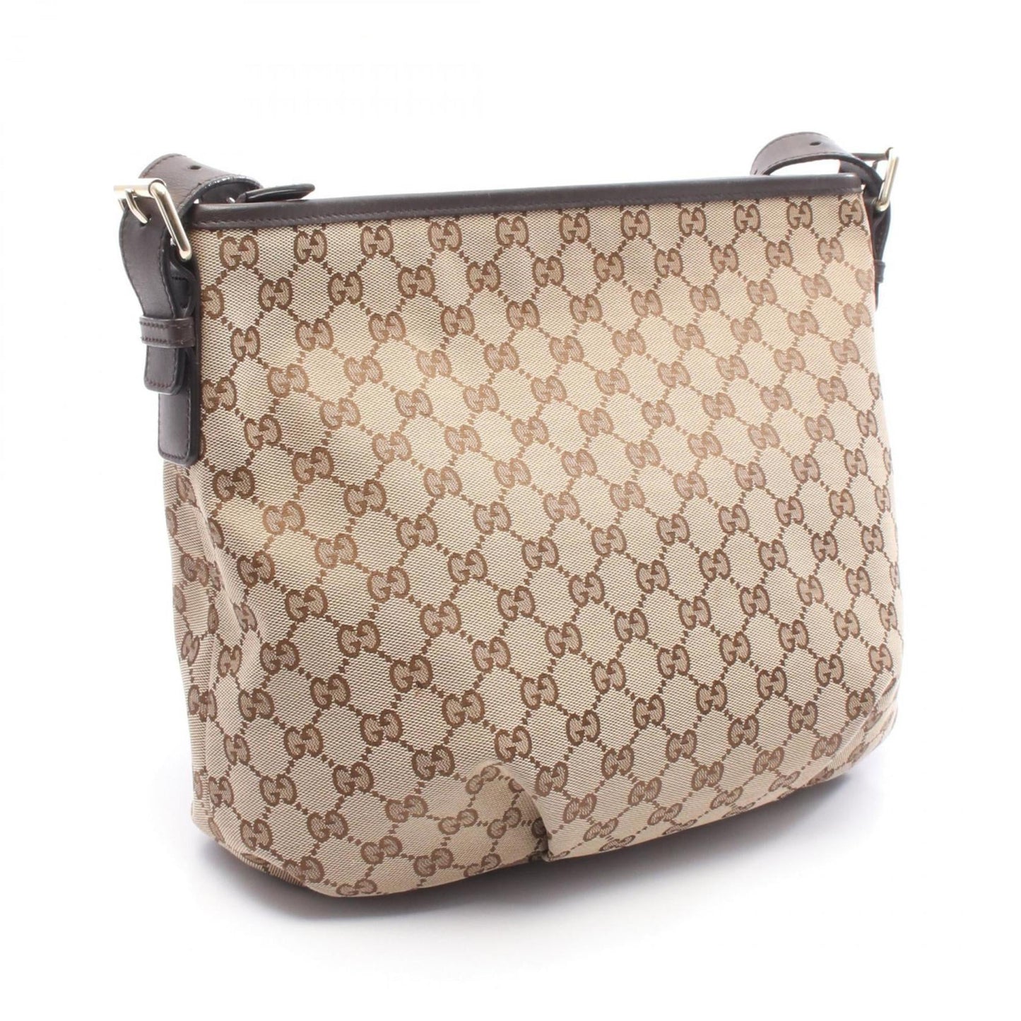 Gucci Beige Brown Gg Canvas Leather Shoulder Bag ( )