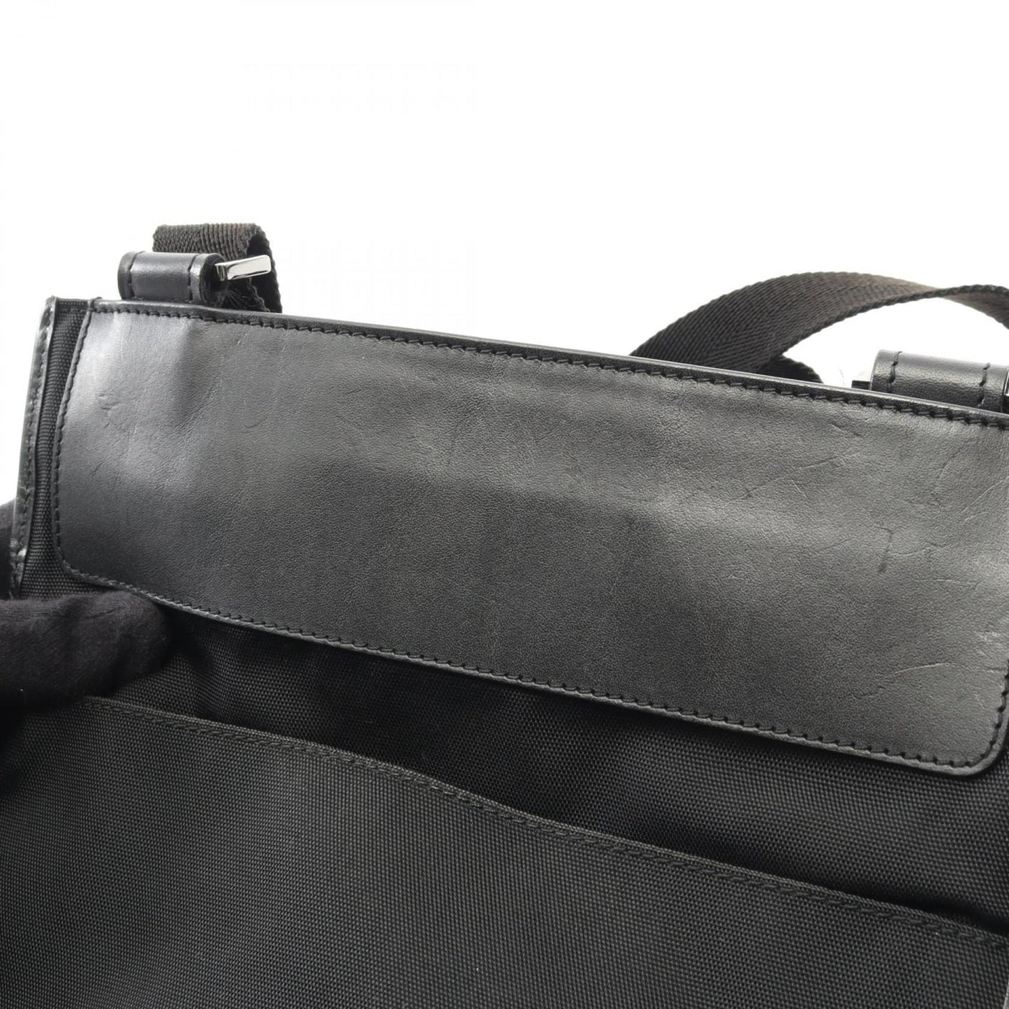 Gucci Black Canvas Leather Shoulder Bag ( )