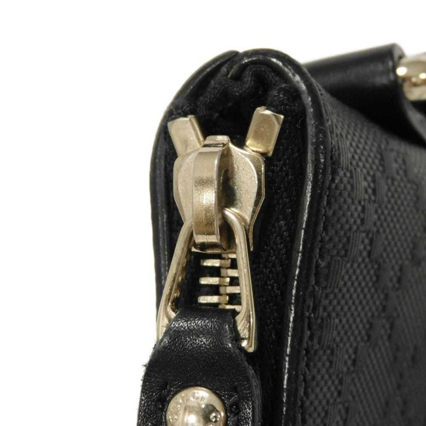Gucci Diamante Black Leather Messenger Bag Shoulder Bag ( )