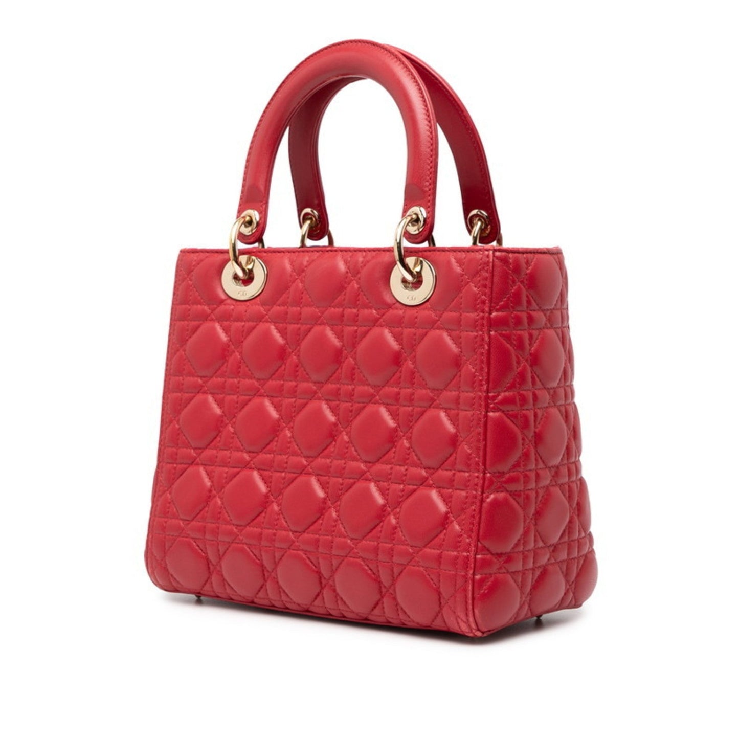 Christian Dior Lady Dior Red Color Leather Handbag ()