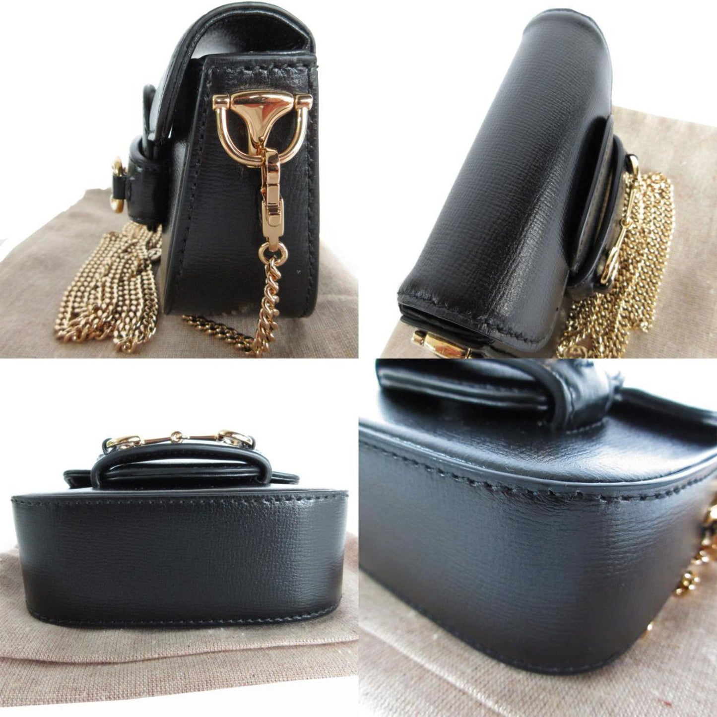 Gucci Black Metal Leather Pochette Shoulder Bag