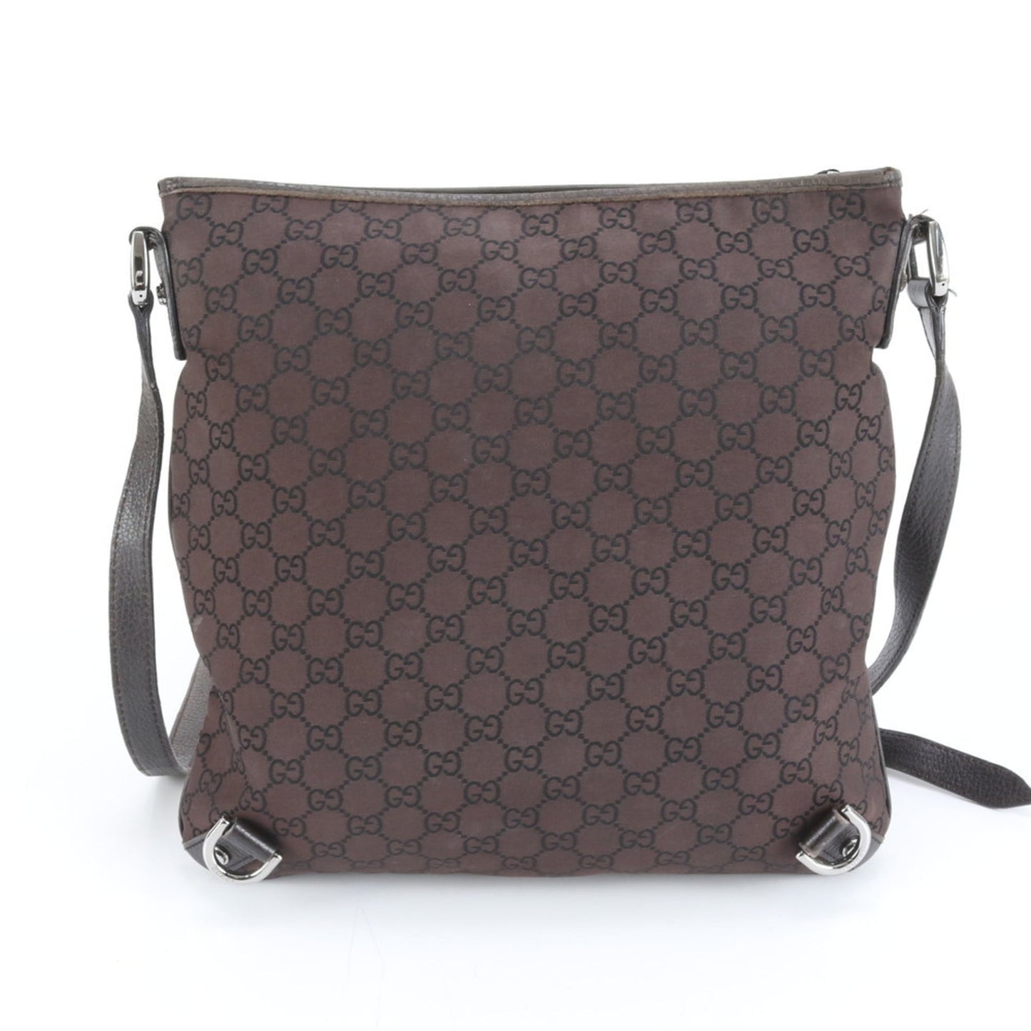 Gucci Brown Leather Canvas Shoulder Bag ( )