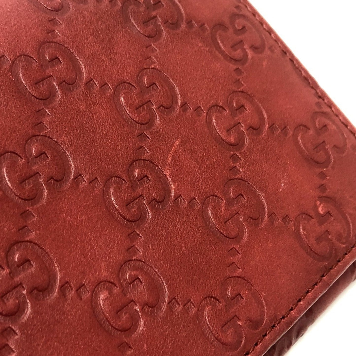 Gucci Red Color Gg Leather Long Wallet (Bi-Fold) ( )