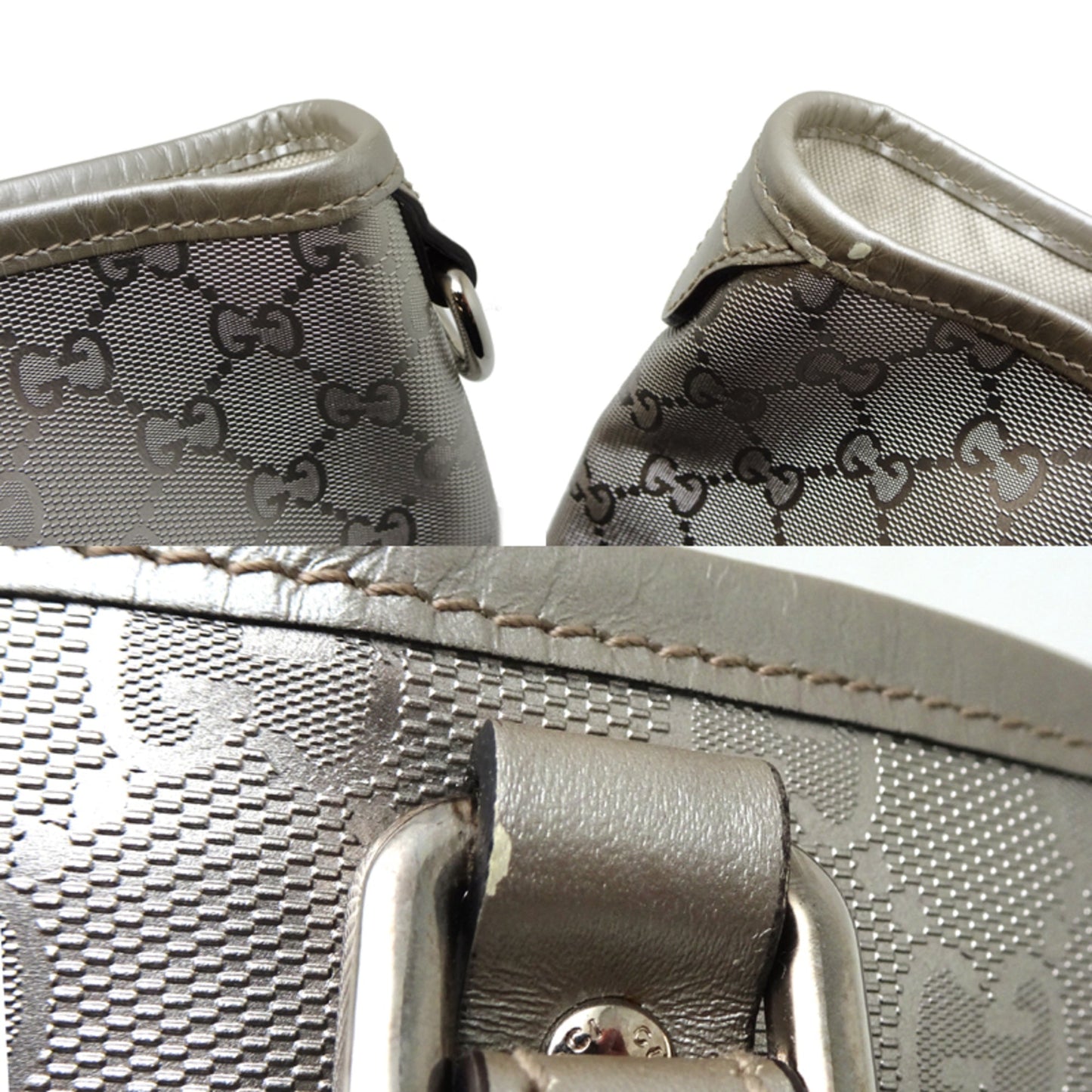 Gucci Silver Pvc Canvas Shoulder Bag Tote Bag ( )