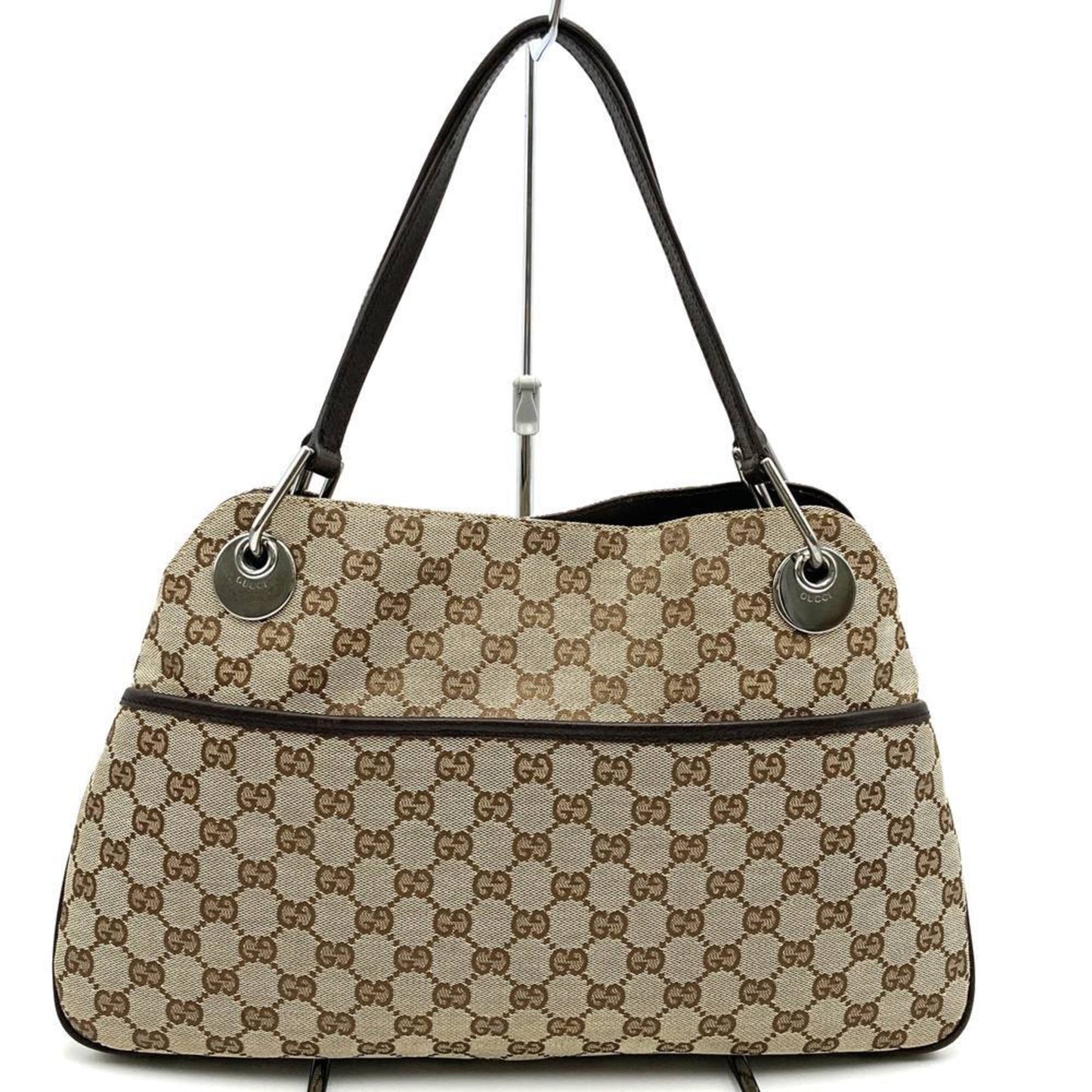 Gucci Gg Canvas Beige Gg Canvas Leather Shoulder Bag Tote Bag ( )