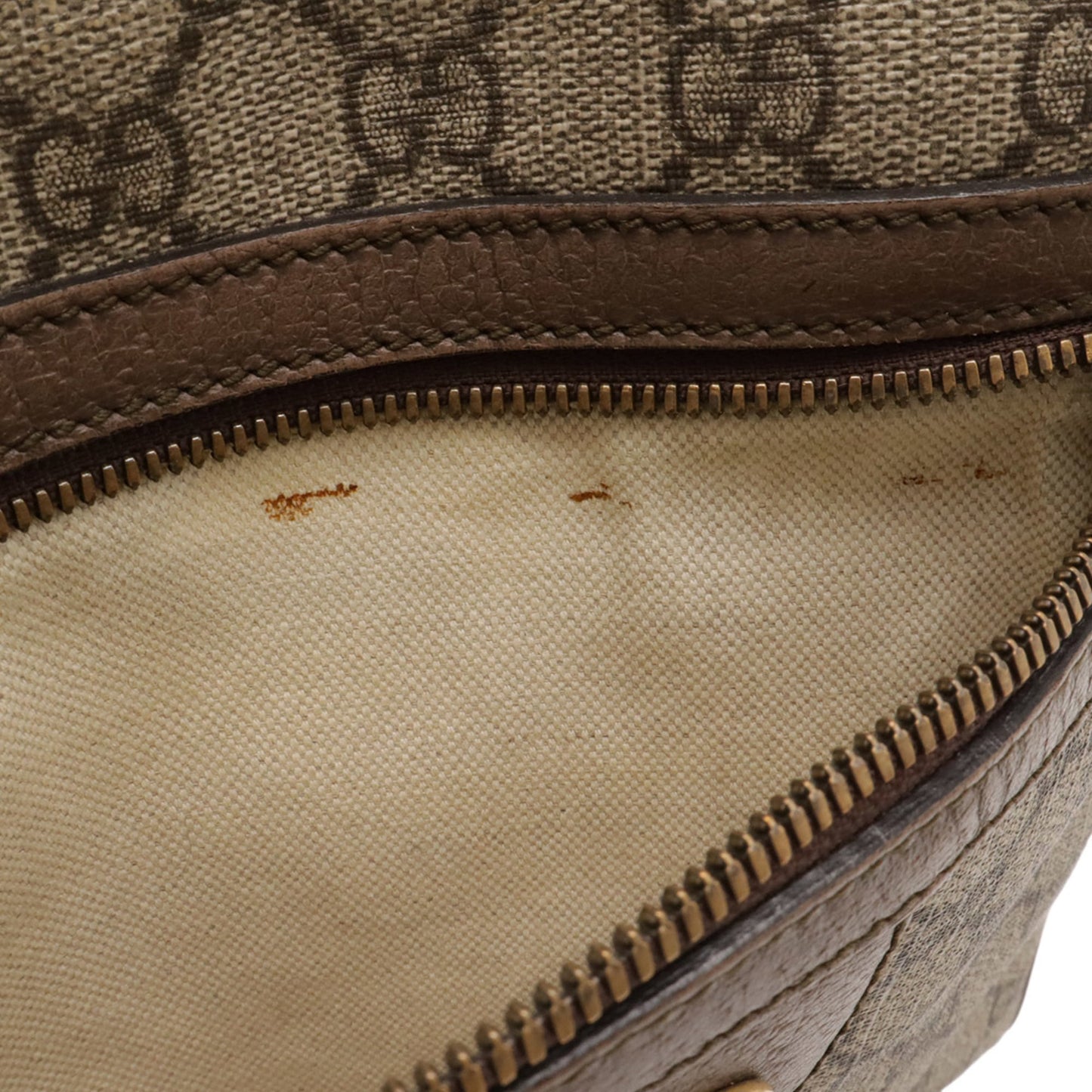 Gucci Beige Brown Gg Supreme Canvas Leather Pvc Coated Canvas Shoulder Bag ( )