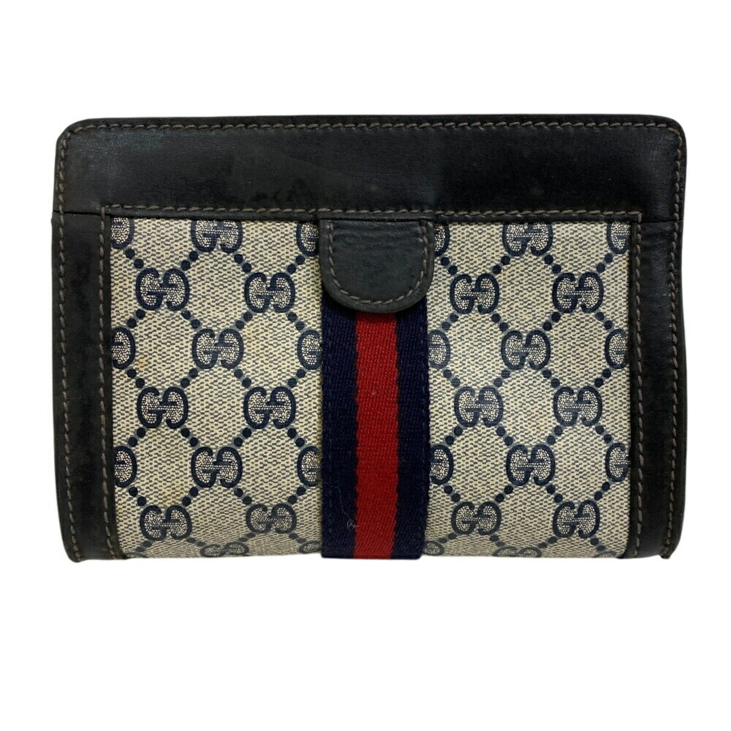 Gucci Brown Navy Gg Supreme Pouch ( )