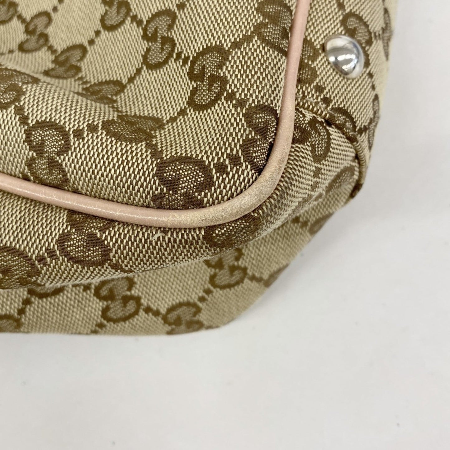 Gucci Beige Pink Canvas Tote Bag ( )