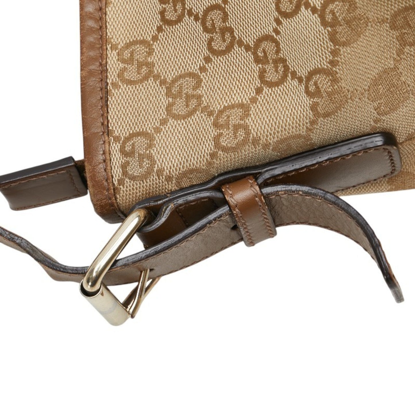 Gucci Beige Brown Canvas Leather Shoulder Bag ( )