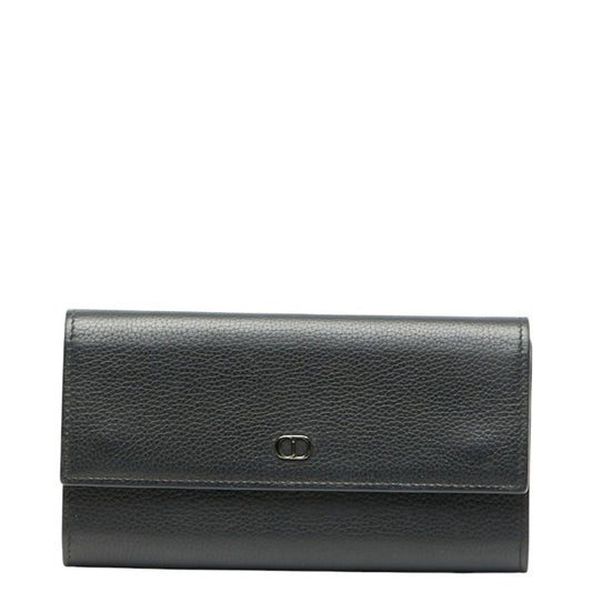 Christian Dior Black Leather Long Wallet (Bi-Fold) ()