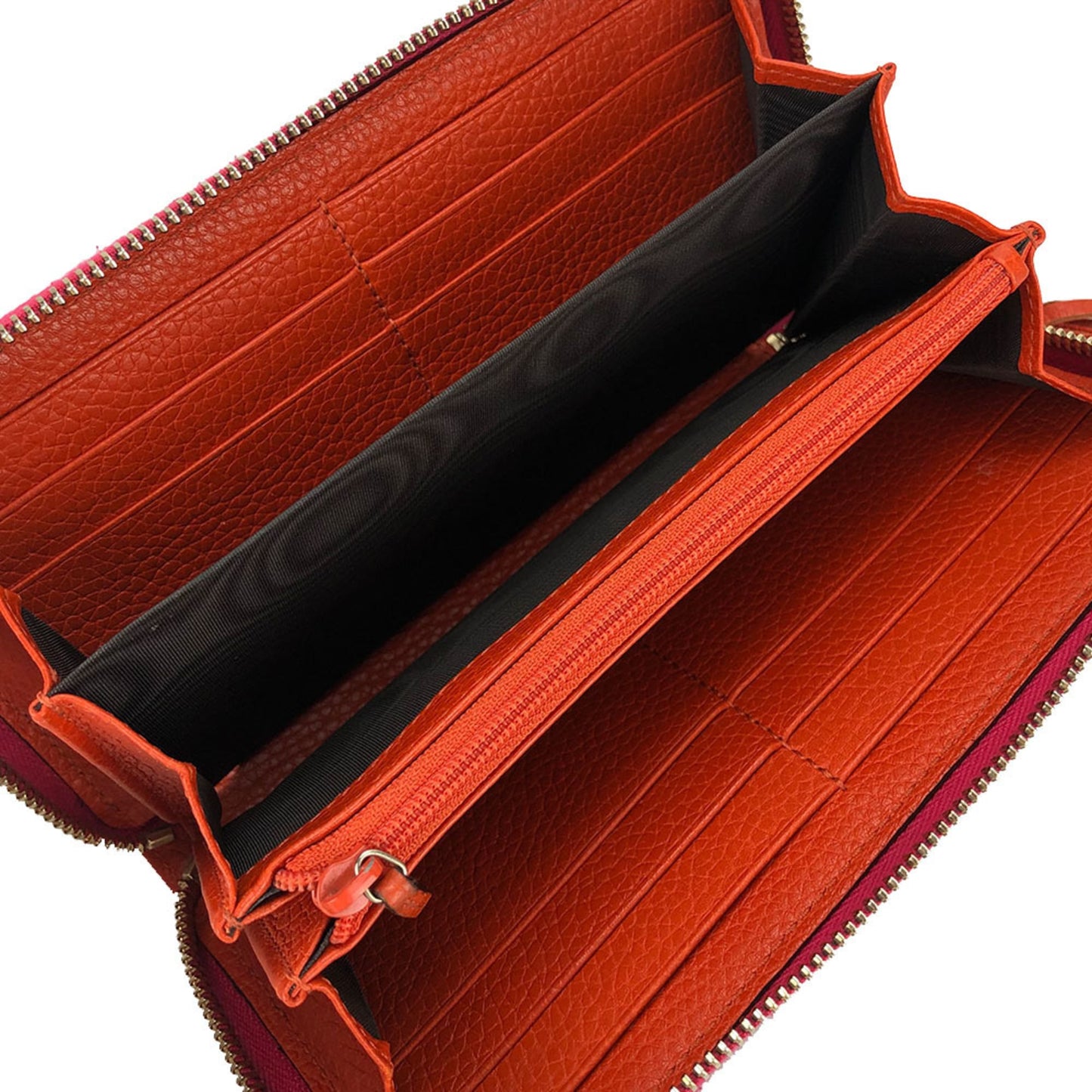 Gucci Bamboo Orange Pink Leather Long Wallet (Bi-Fold) ( )