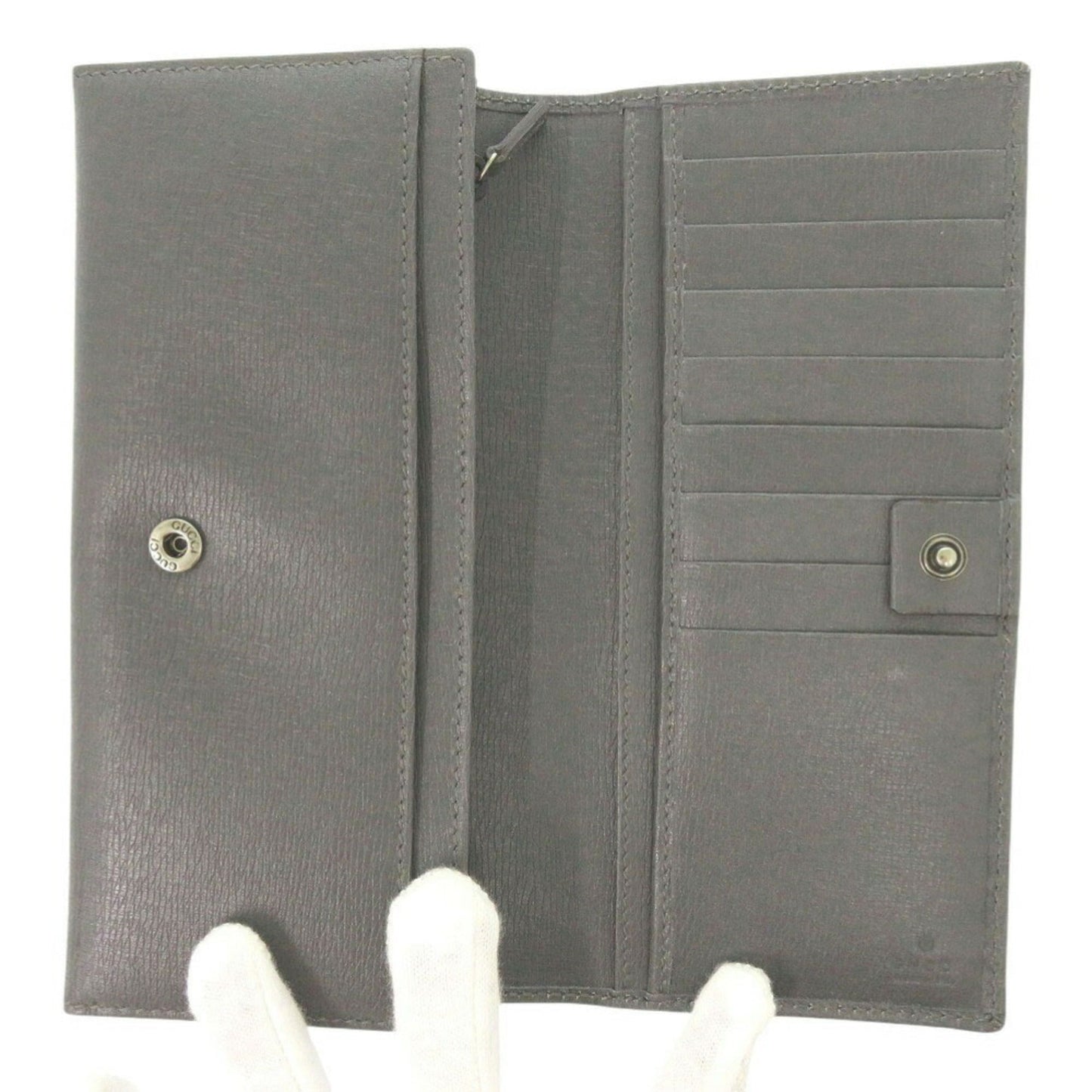 Gucci Gray Leather Long Wallet (Bi-Fold) ( )