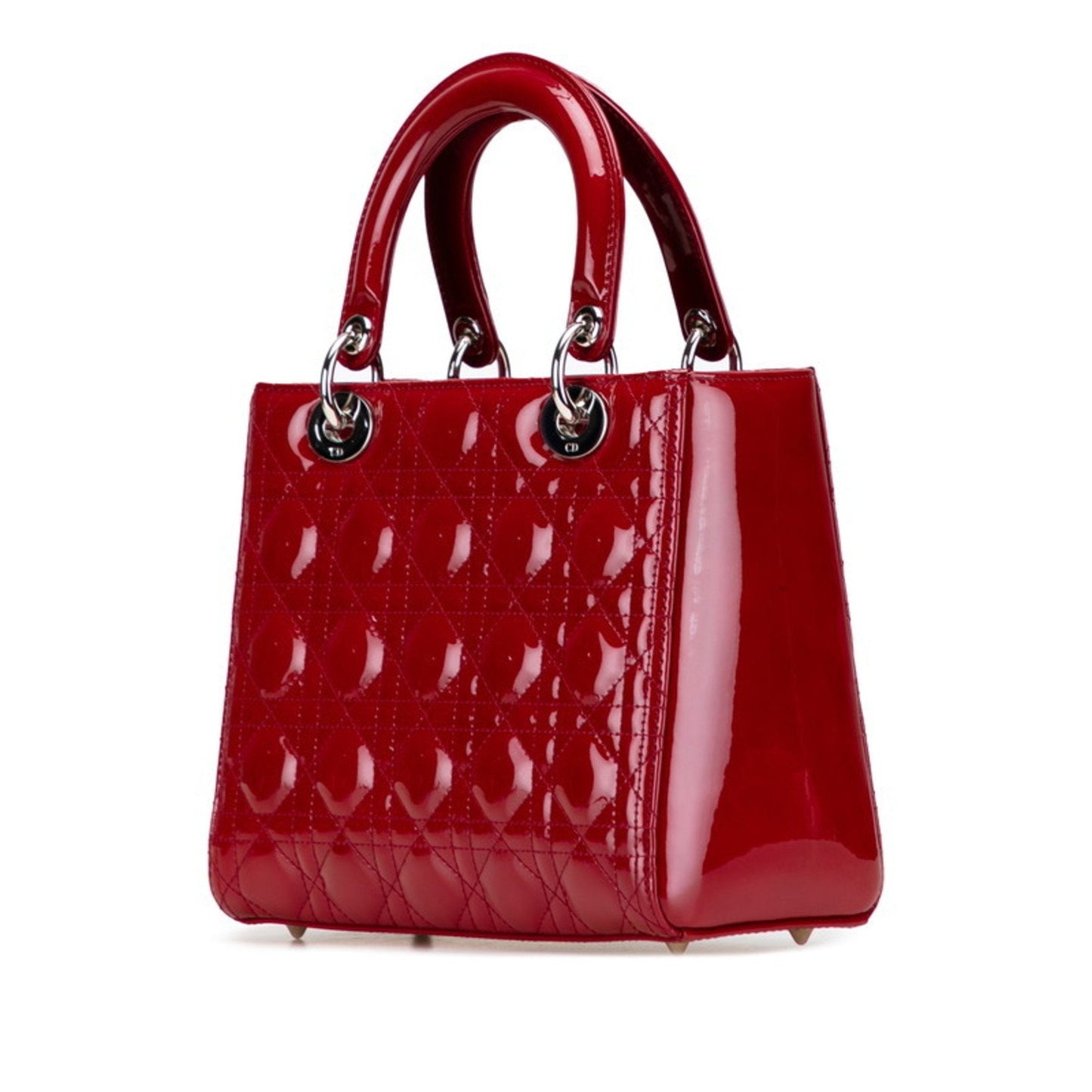 Christian Dior Lady Dior Red Color Patent Leather Handbag Shoulder Bag ()