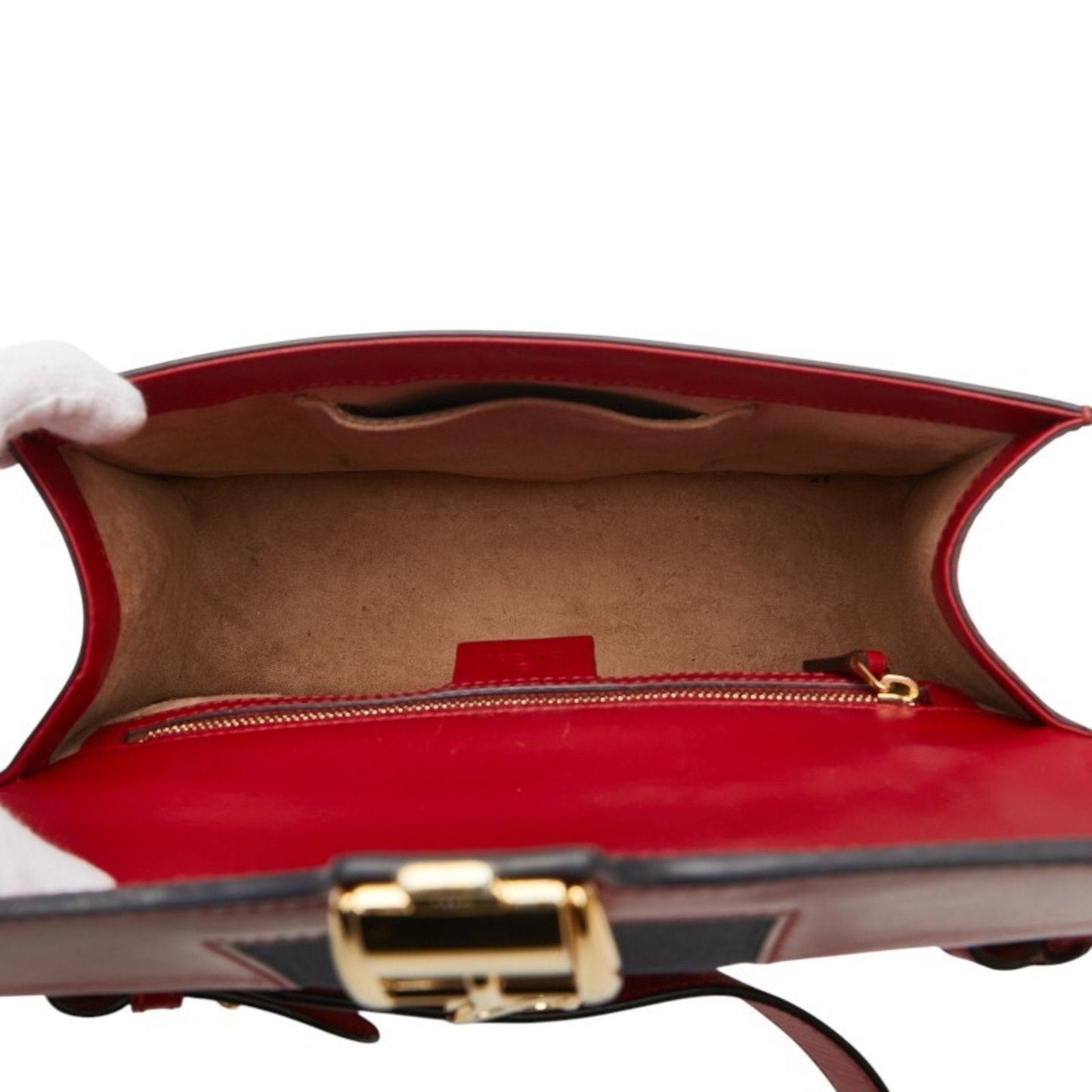 Gucci Navy Red Color Leather Shoulder Bag ( )