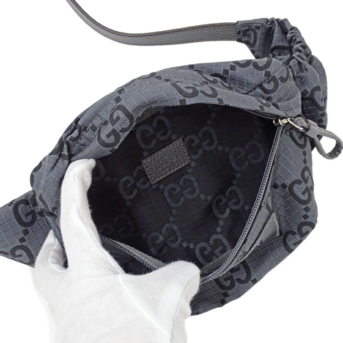 Gucci Black Gray Polyester Sling Bag ( )