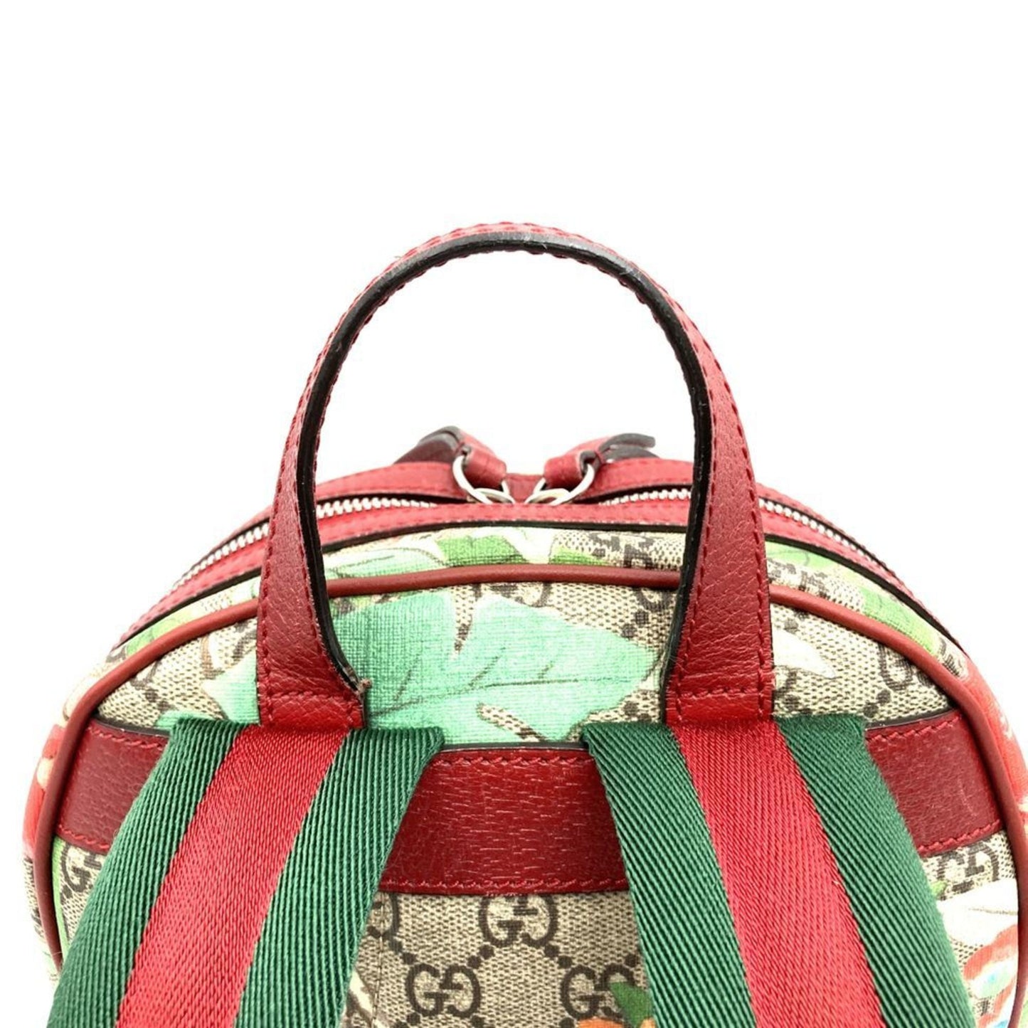 Gucci Green Multi-Color Red Color Yellow Gg Supreme Canvas Leather Backpack ( )