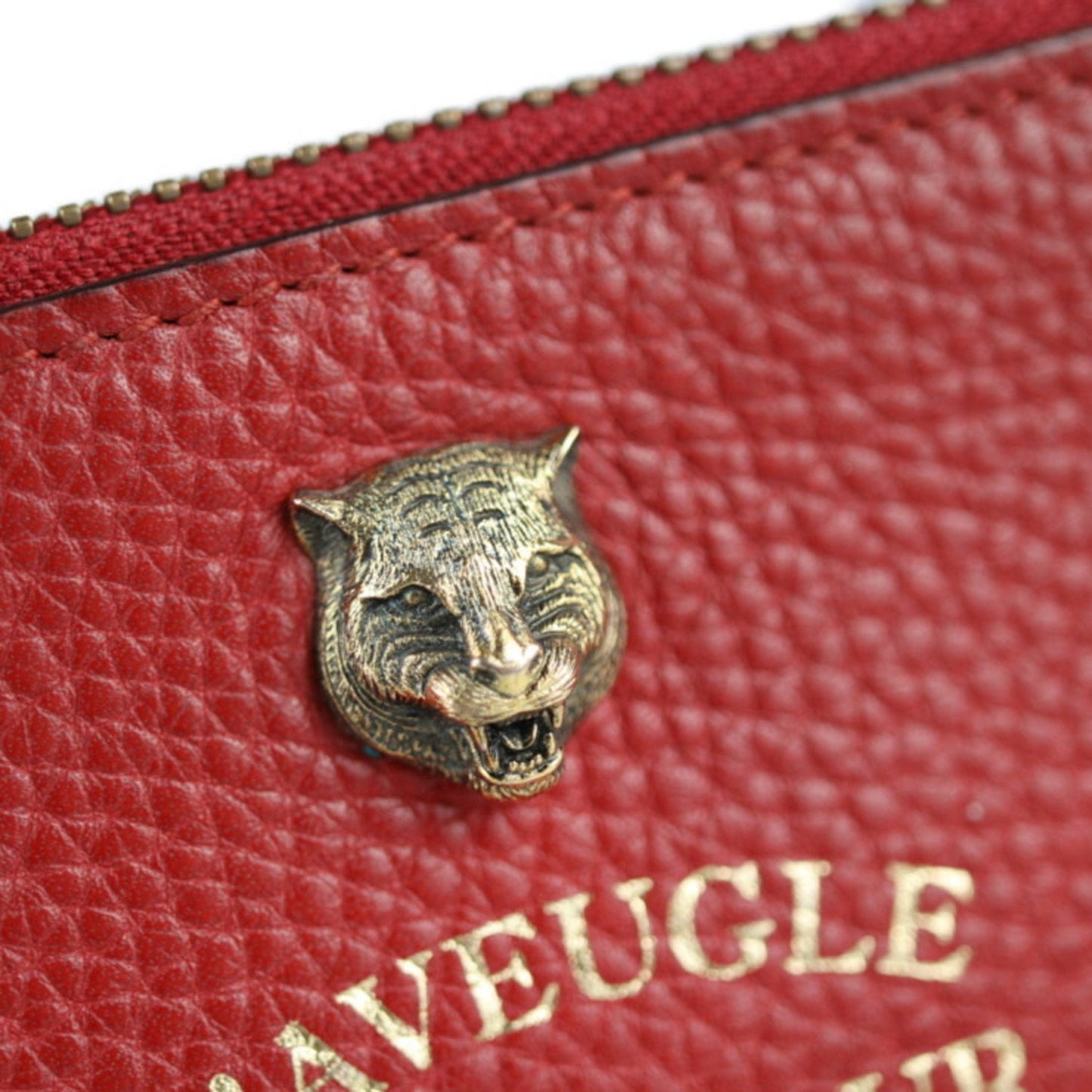Gucci Animalier Black Red Color Leather Clutch Bag Handbag ( )