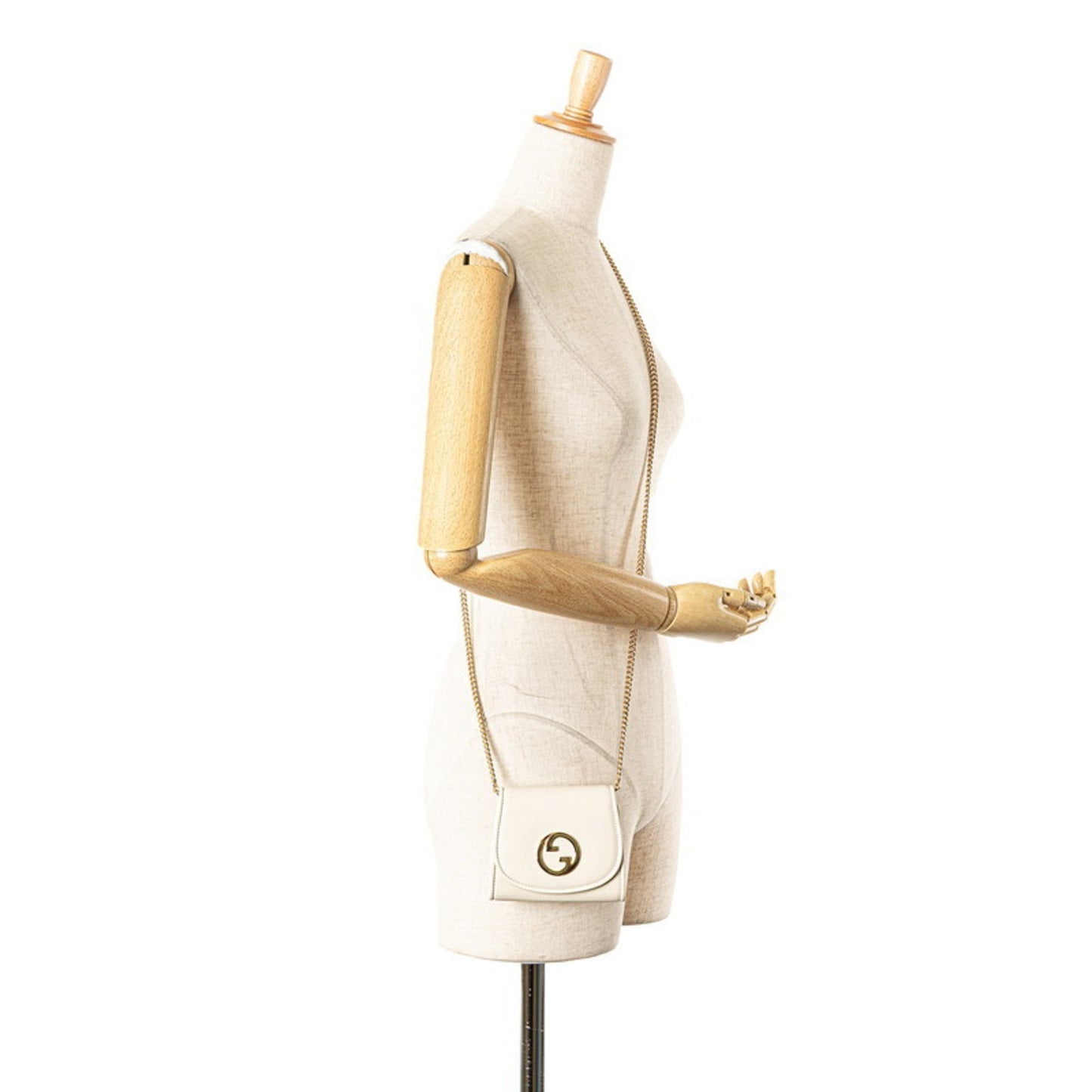 Gucci Gold Ivory Leather Shoulder Bag ( )