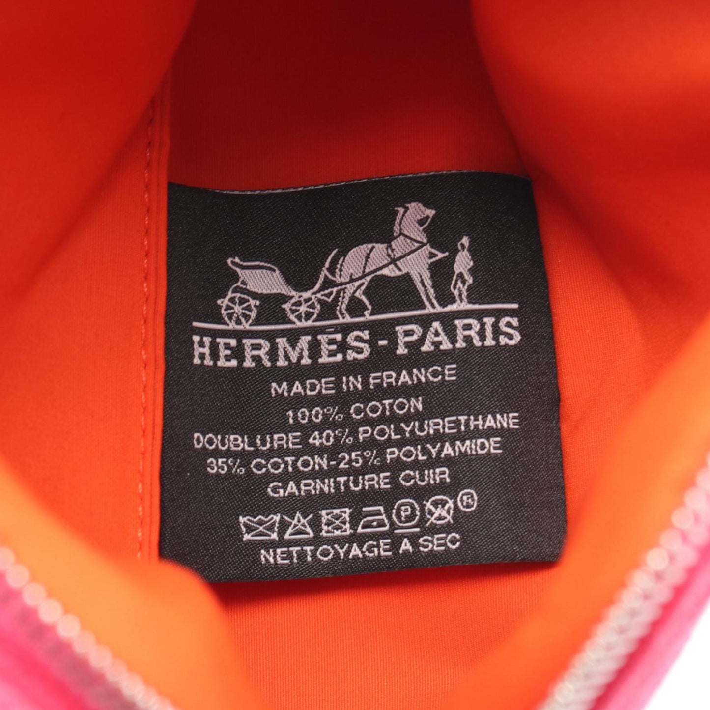 Hermes Brown Pink Canvas Leather Pouch ( )