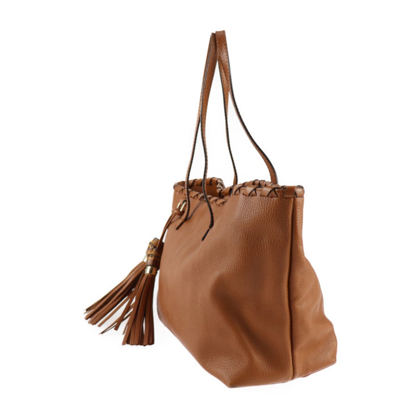 Gucci Brown Leather Handbag Shoulder Bag Tote Bag ( )