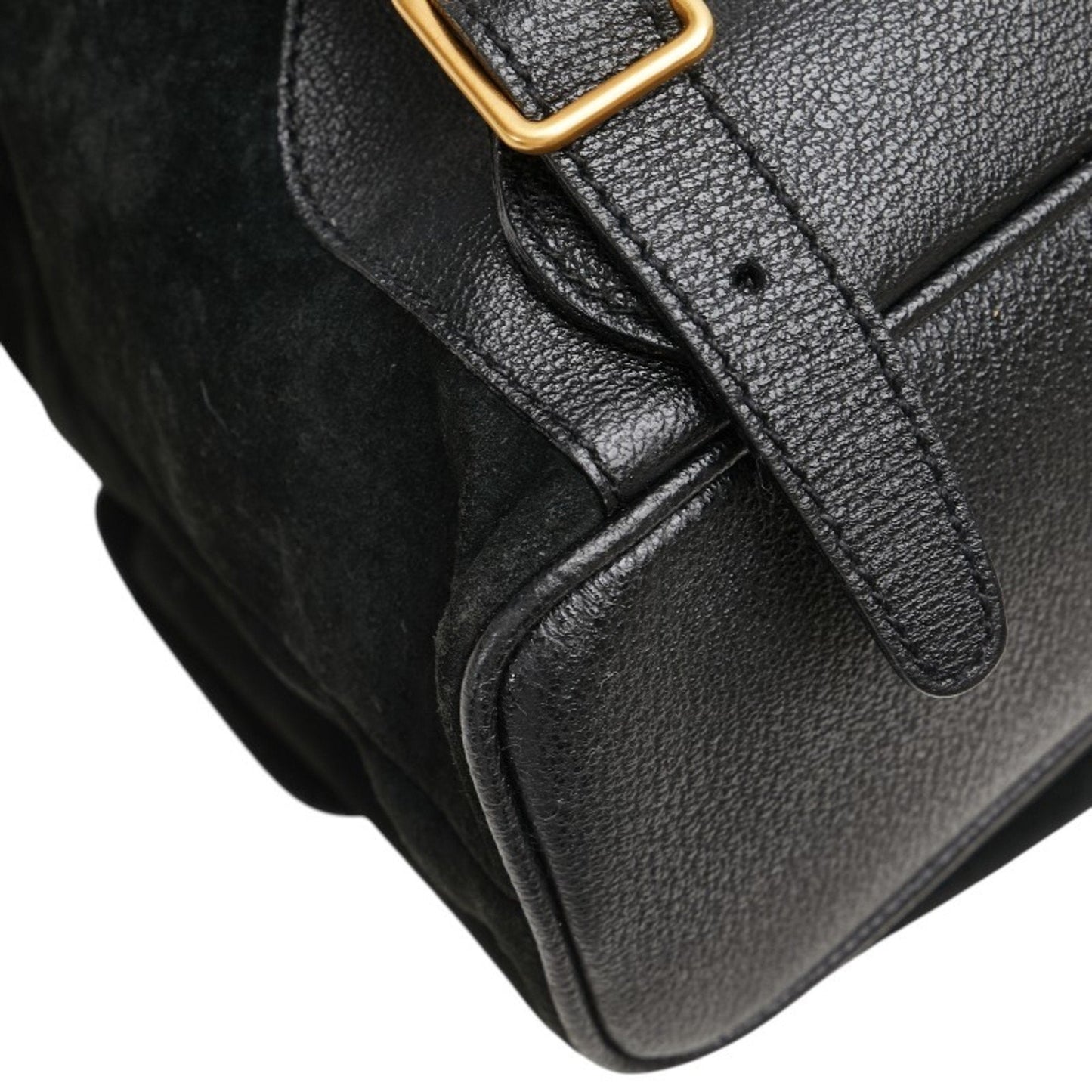 Gucci Bamboo Black Suede Leather Backpack ( )