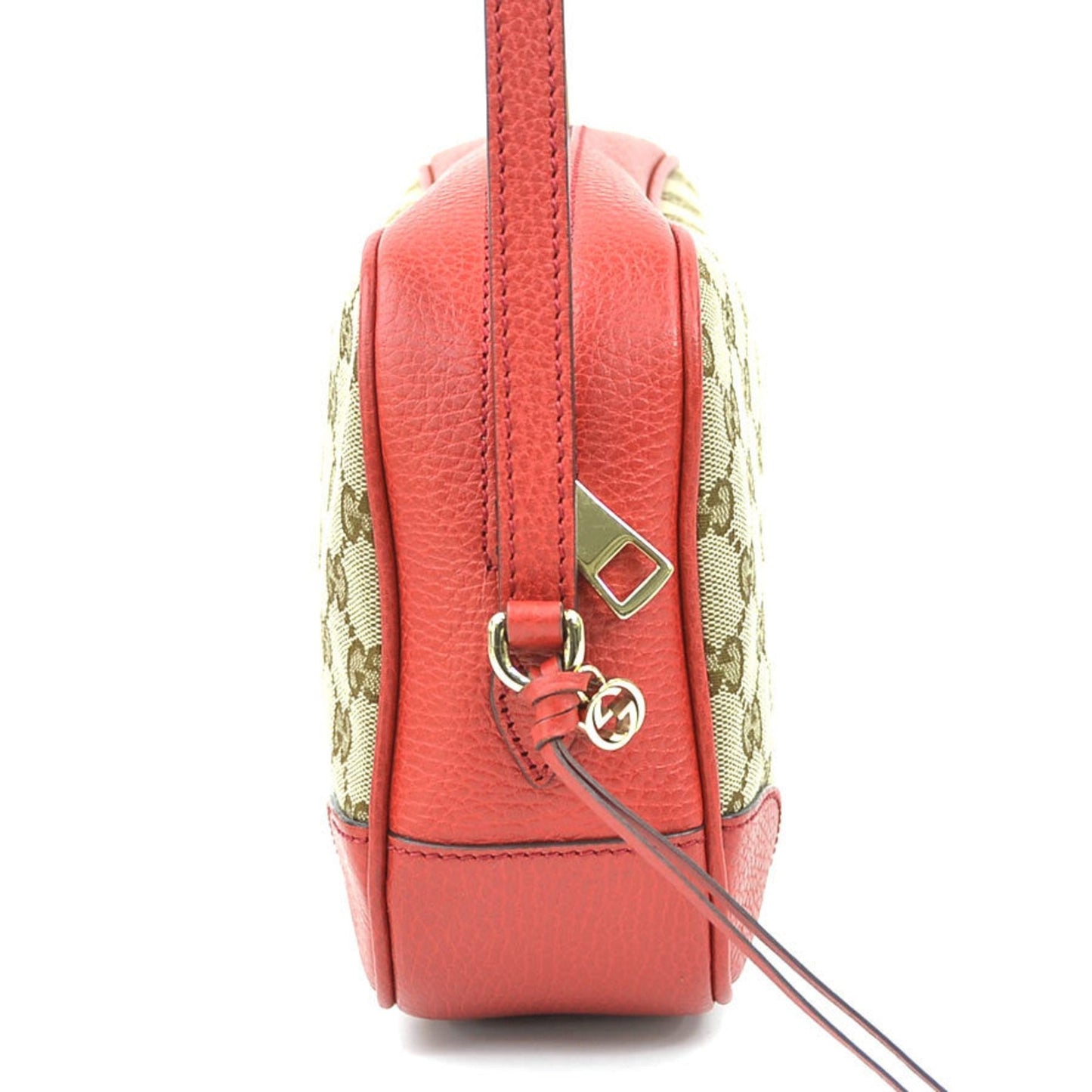 Gucci Brown Red Color Gg Canvas Leather Shoulder Bag ( )