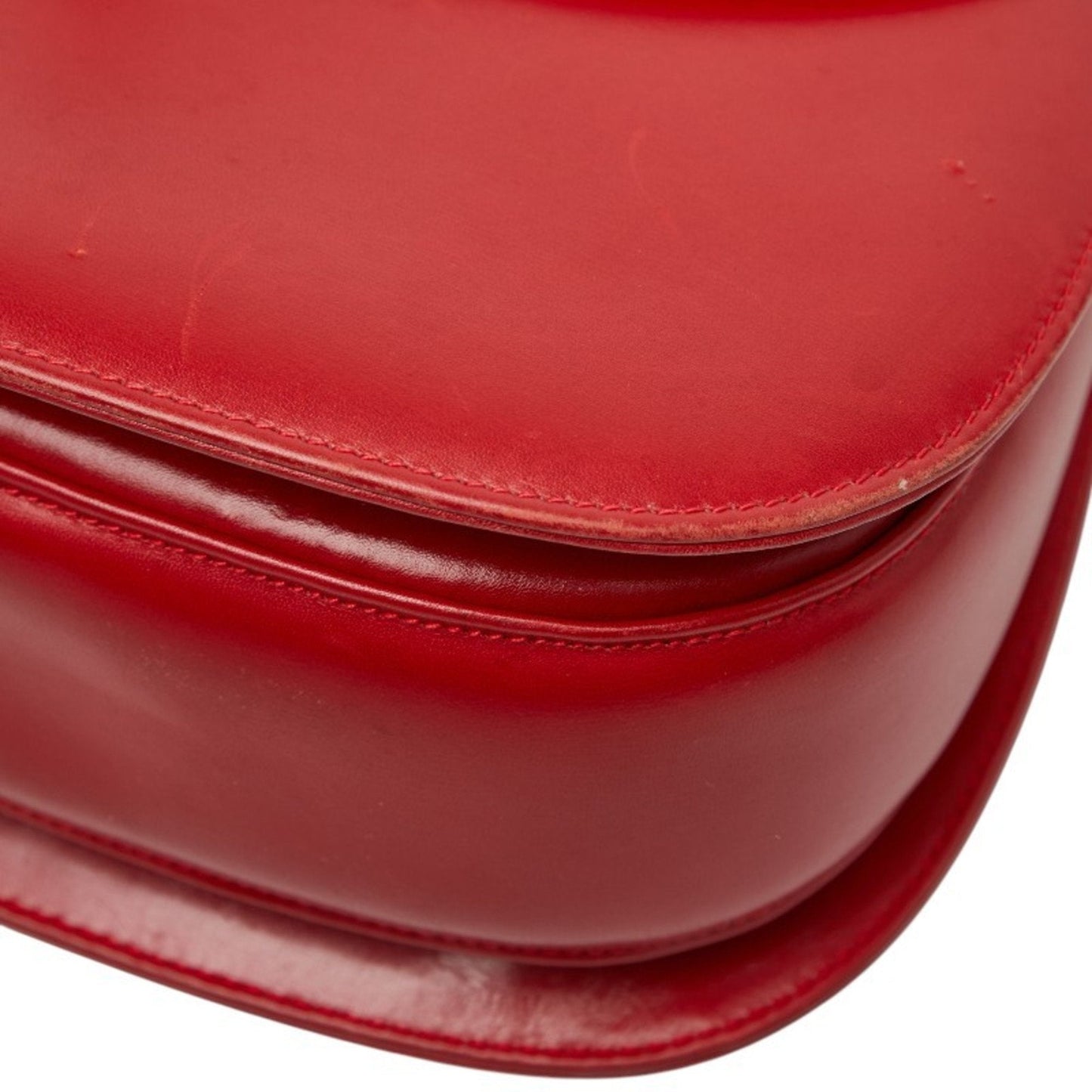 Gucci Bamboo Red Color Leather Handbag Shoulder Bag ( )