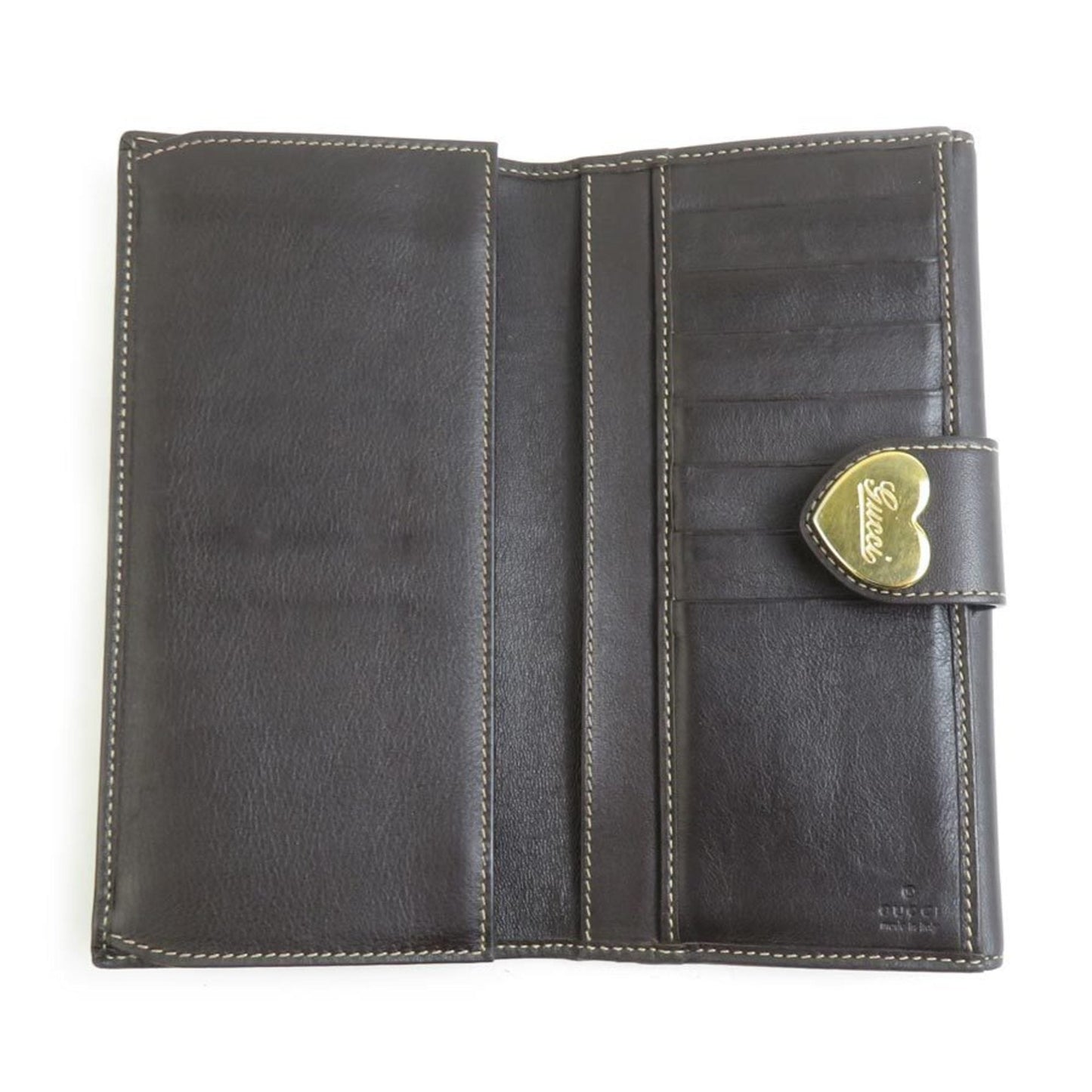 Gucci Brown Gg Canvas Leather Long Wallet (Bi-Fold) ( )