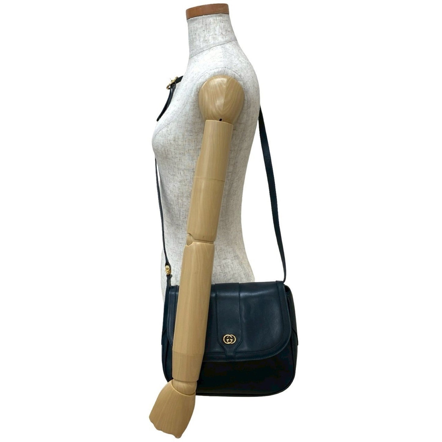 Gucci Navy Leather Pochette Shoulder Bag ( )