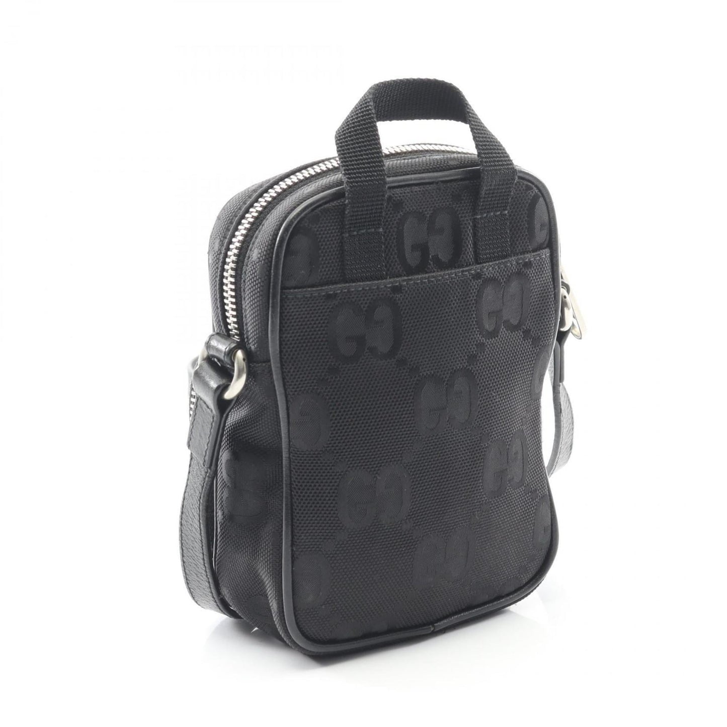 Gucci Black Leather Nylon Canvas Shoulder Bag ( )