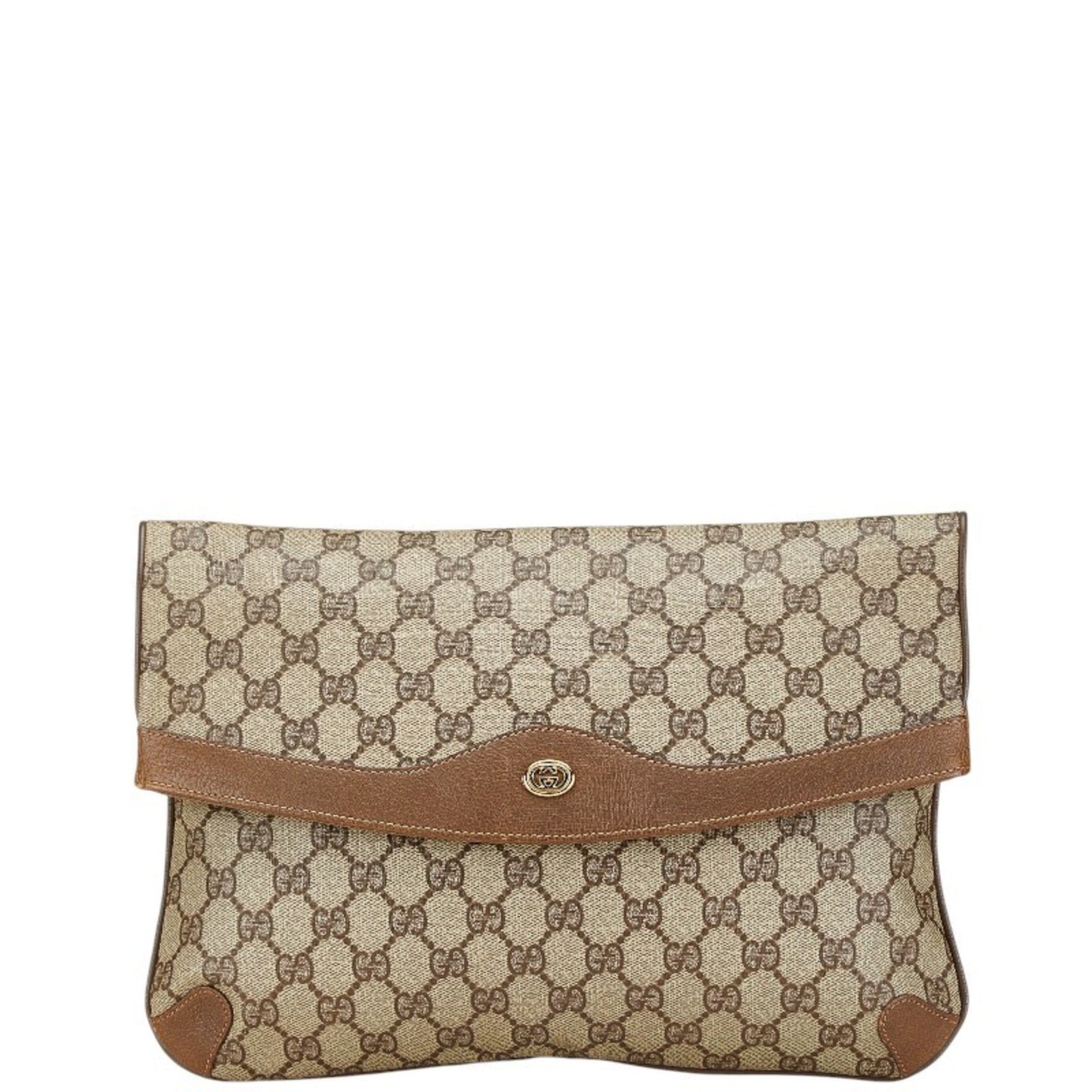 Gucci Beige Brown Pvc Leather Clutch Bag ( )