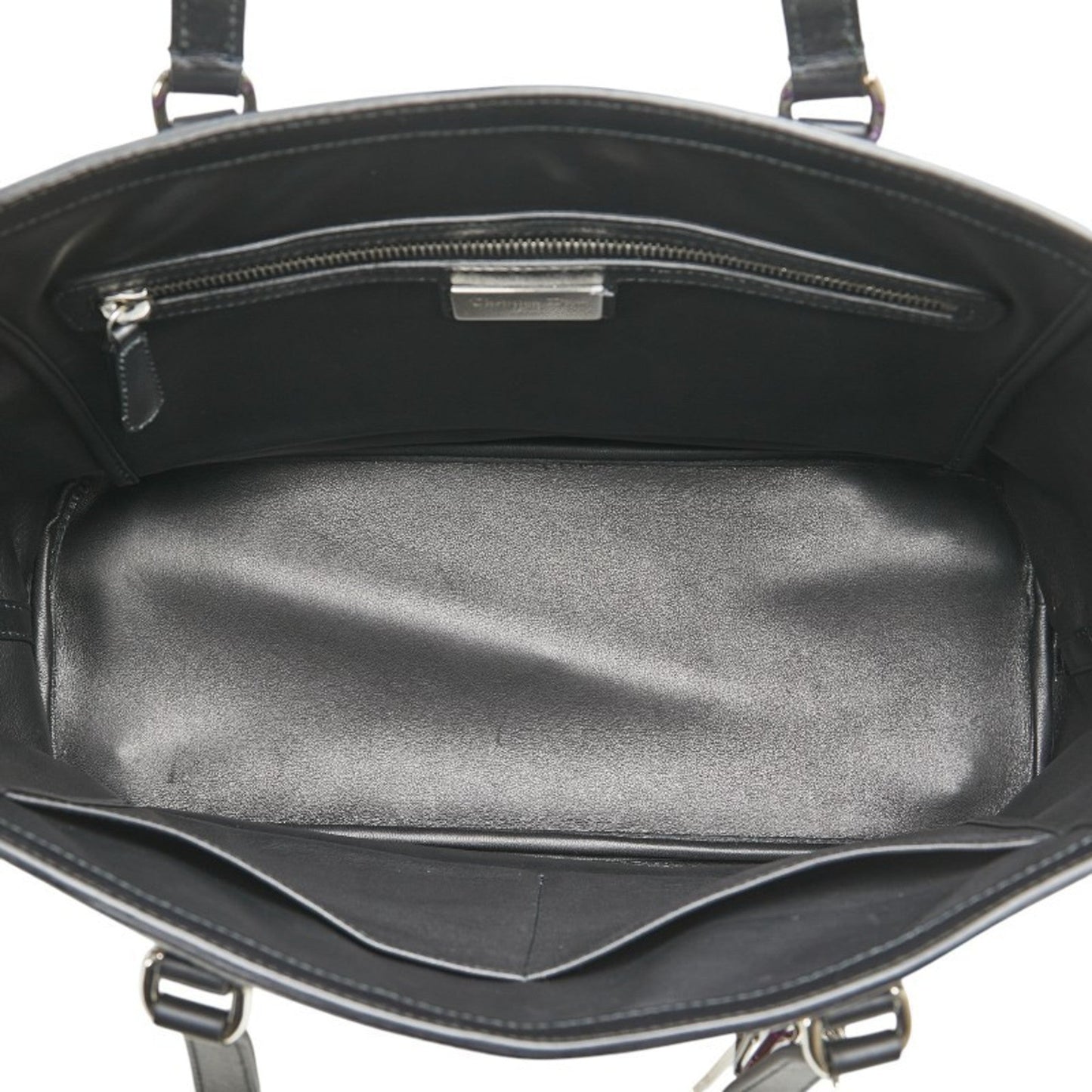 Christian Dior Black Multi-Color Purple Canvas Leather Tote Bag ()