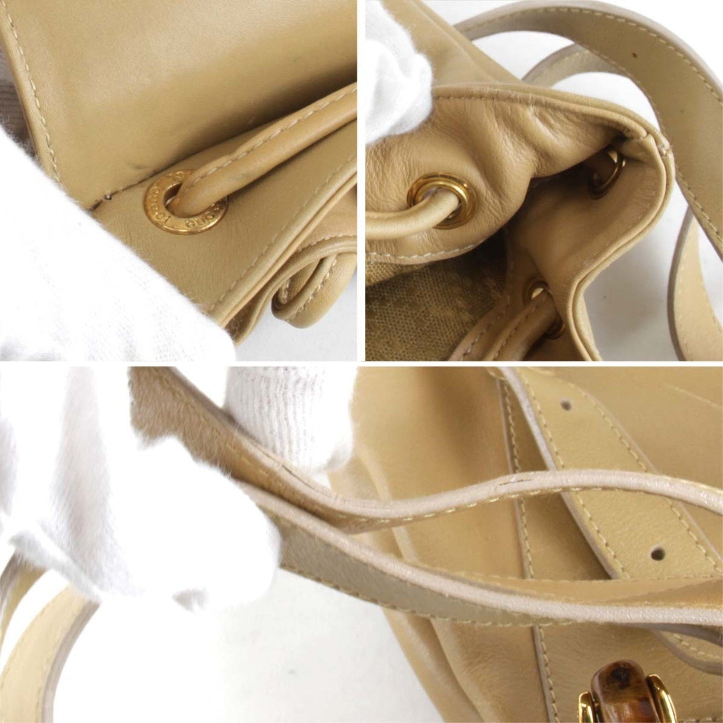 Gucci Bamboo Beige Leather Backpack ( )